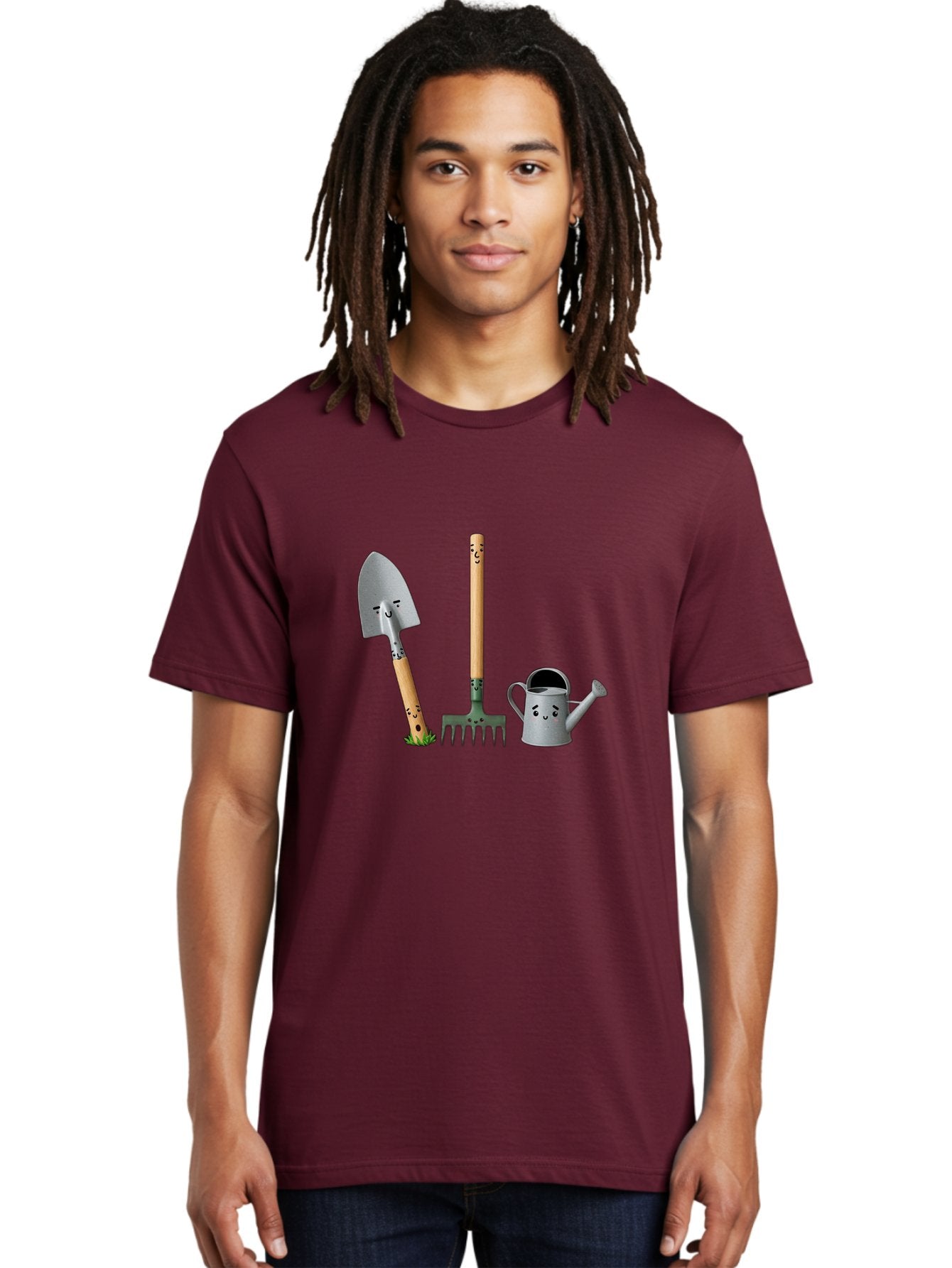 Gardening-Tools-7 Men'S Graphic Tee, 100% Cotton, Comfortable Casual Summer Wear, Machine Washable, Gardening Shovel, Garden Fork, Watering Can, Gardening Equipment, Friendly Tools, Anthropomorphic Objects, Nursery Supplies, Baa727 17