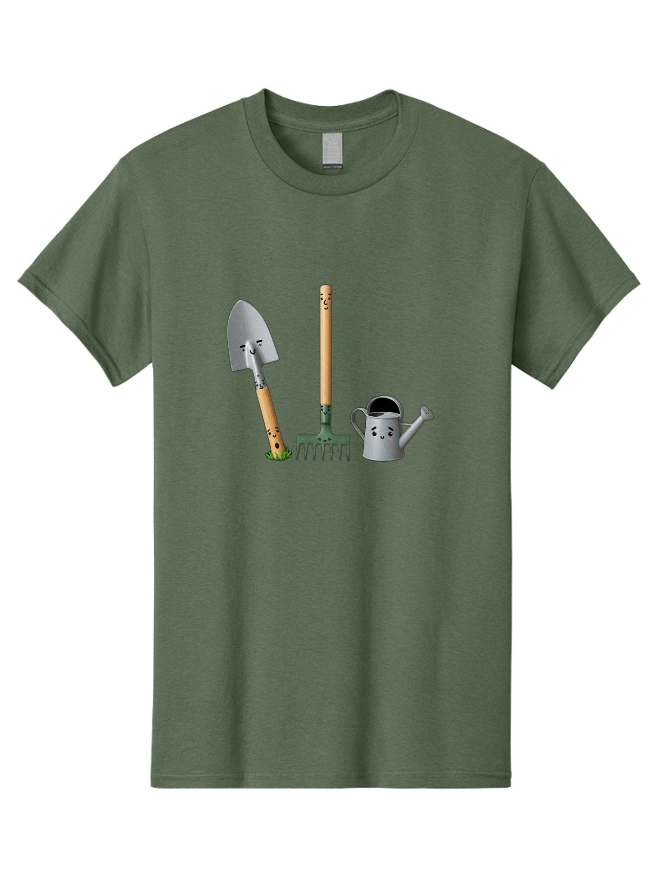 Gardening-Tools-7 Men'S Graphic Tee, 100% Cotton, Comfortable Casual Summer Wear, Machine Washable, Gardening Shovel, Garden Fork, Watering Can, Gardening Equipment, Friendly Tools, Anthropomorphic Objects, Nursery Supplies, Baa727 13