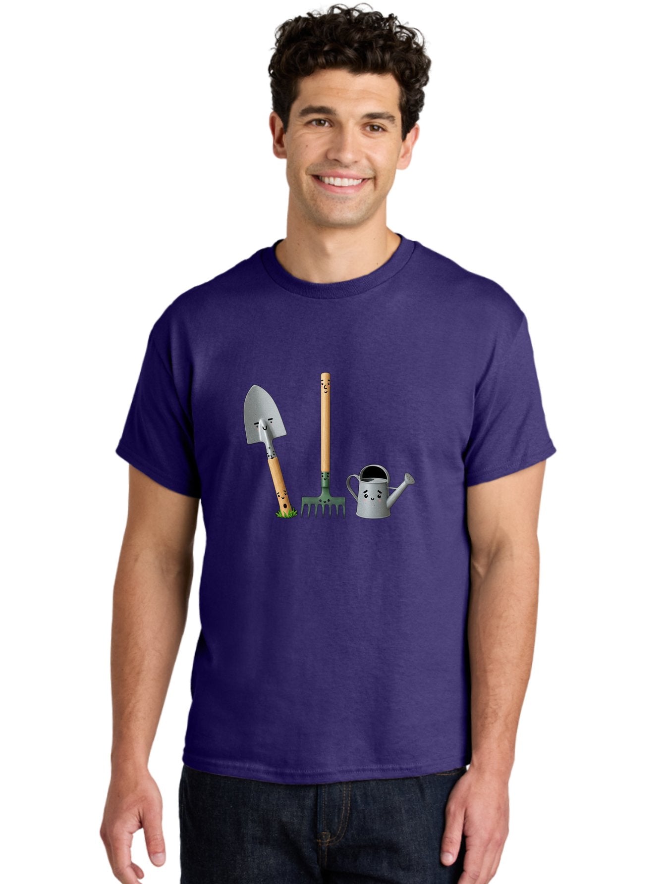 Gardening-Tools-7 Men'S Graphic Tee, 100% Cotton, Comfortable Casual Summer Wear, Machine Washable, Gardening Shovel, Garden Fork, Watering Can, Gardening Equipment, Friendly Tools, Anthropomorphic Objects, Nursery Supplies, Baa727 26