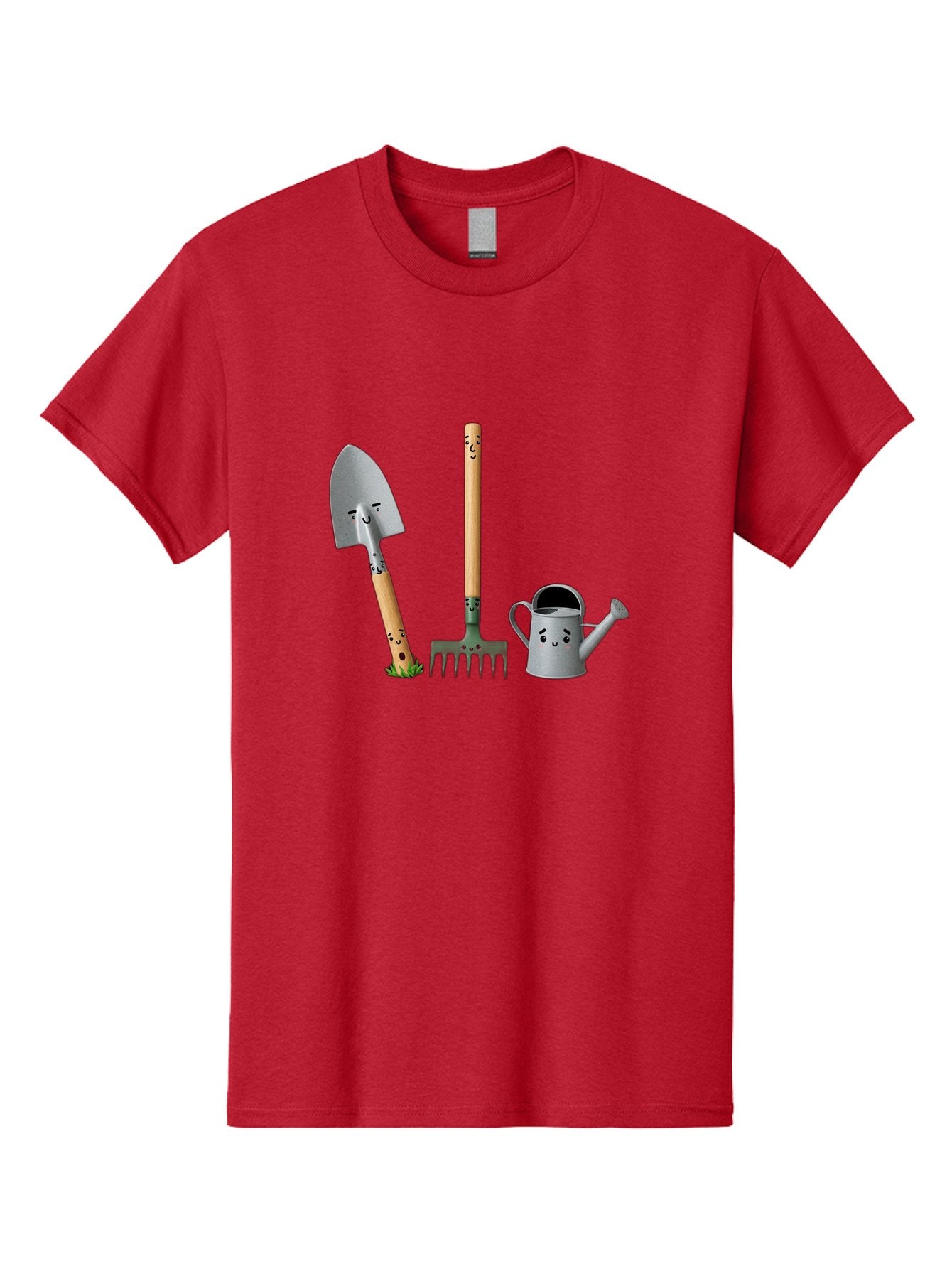 Gardening-Tools-7 Men'S Graphic Tee, 100% Cotton, Comfortable Casual Summer Wear, Machine Washable, Gardening Shovel, Garden Fork, Watering Can, Gardening Equipment, Friendly Tools, Anthropomorphic Objects, Nursery Supplies, Baa727