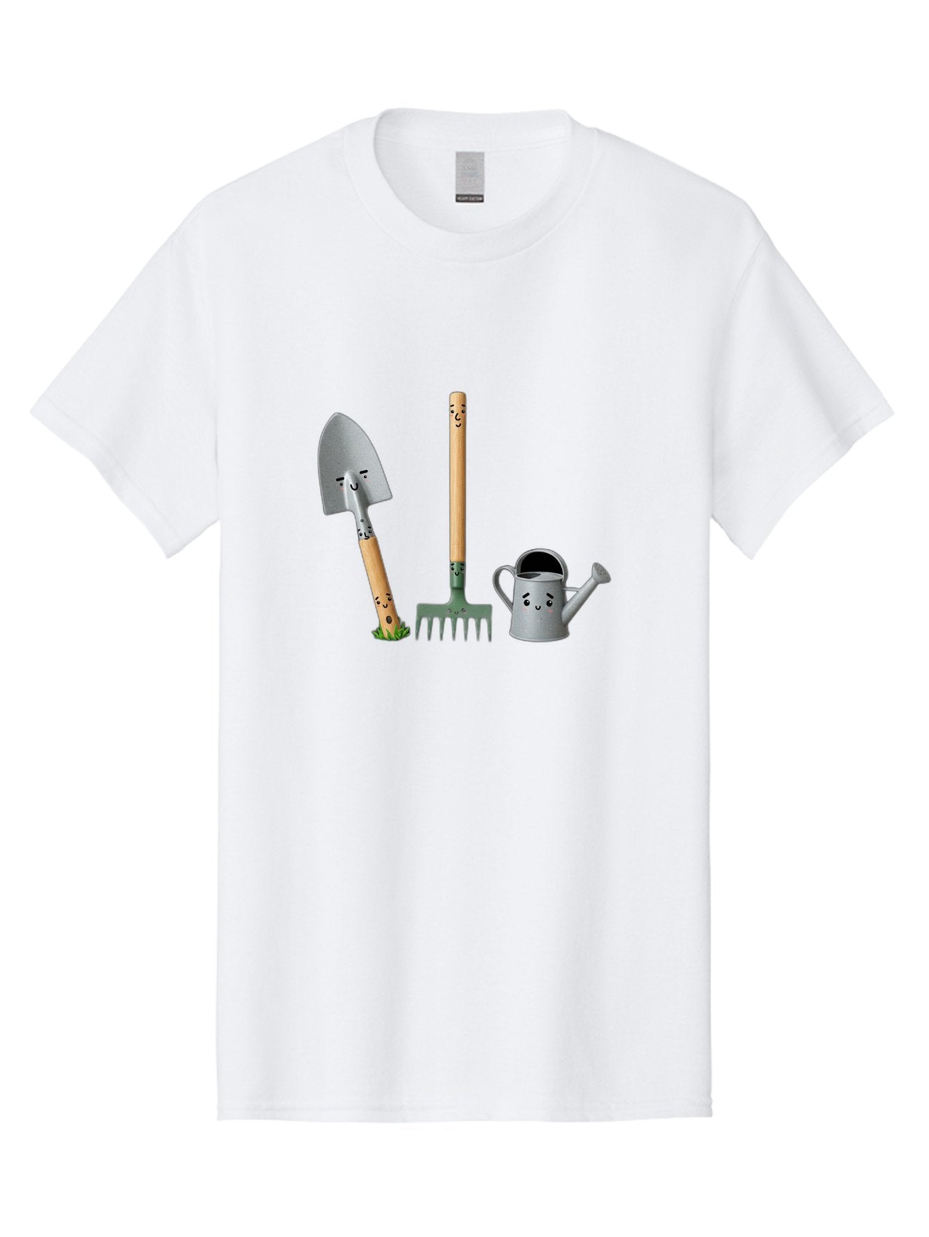Gardening-Tools-7 Men'S Graphic Tee, 100% Cotton, Comfortable Casual Summer Wear, Machine Washable, Gardening Shovel, Garden Fork, Watering Can, Gardening Equipment, Friendly Tools, Anthropomorphic Objects, Nursery Supplies, Baa727
