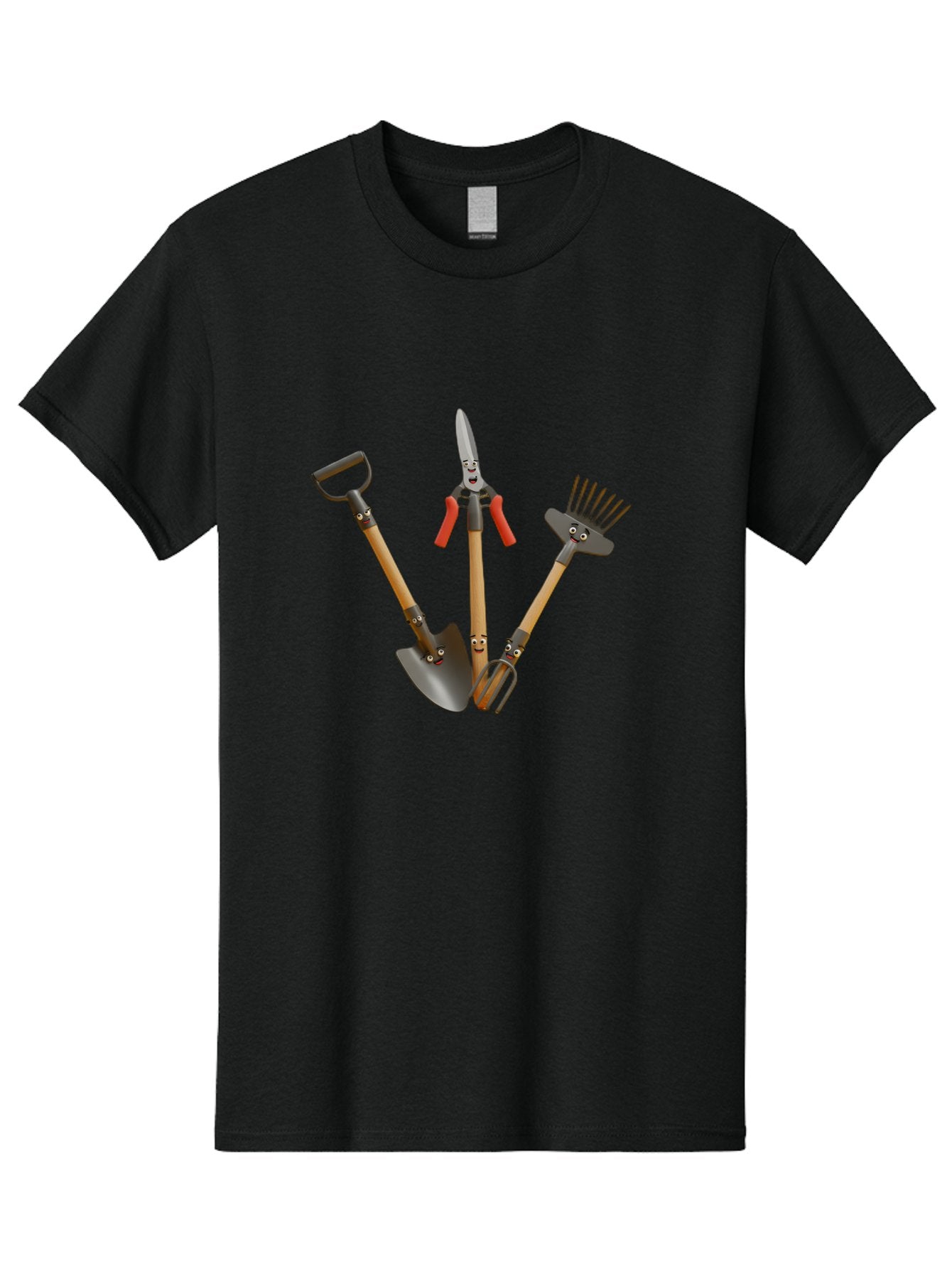 Gardening-Tools-8 Men'S Graphic Tee, 100% Cotton, Comfortable Casual Summer Wear, Machine Washable, Gardening Tools, Shovel, Rake, Cultivator, Anthropomorphic Gardening Tools, Gardening Equipment, Cartoonish Gardening, Funny Gardening Tools, Baa728 5