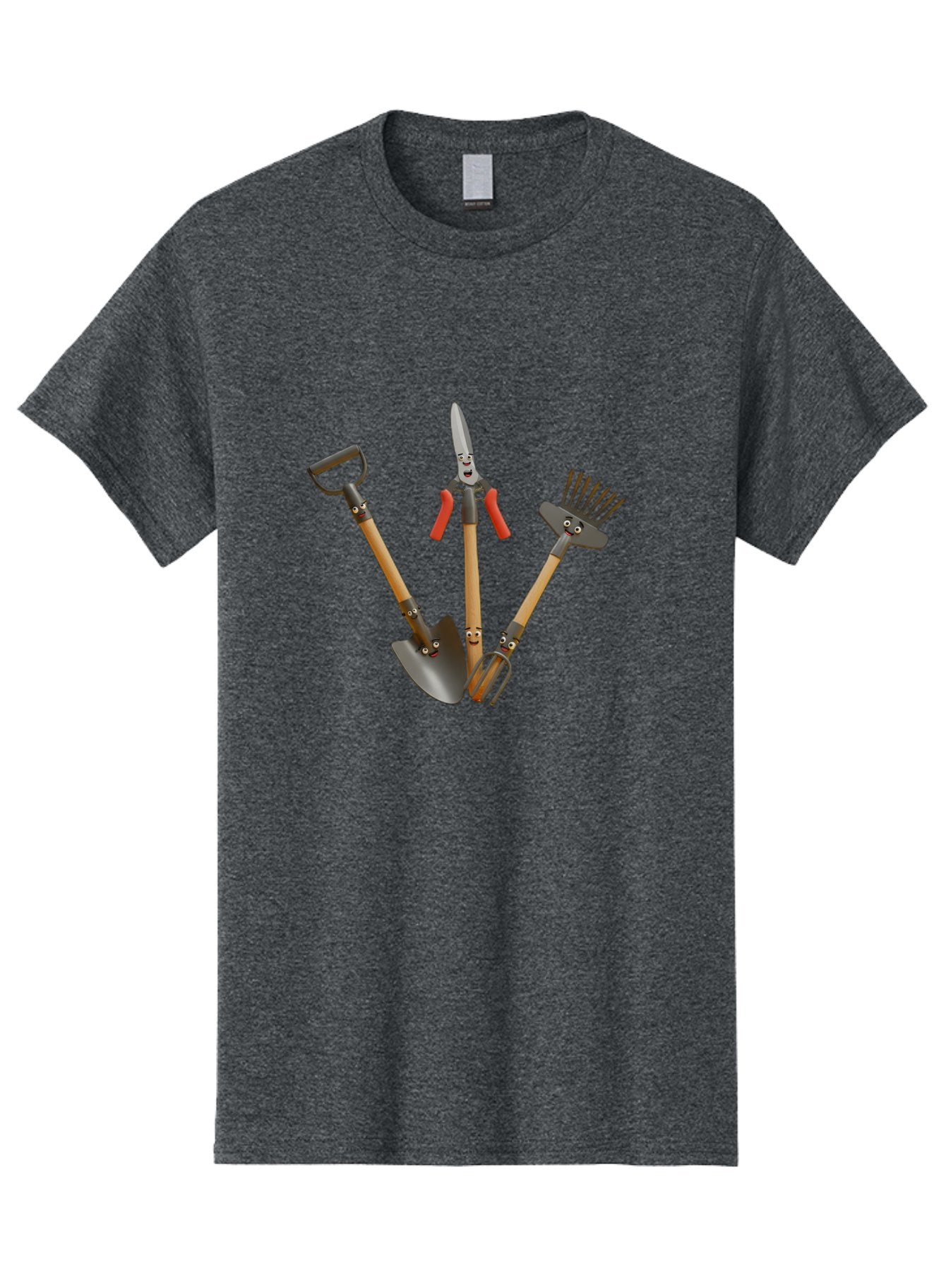 Gardening-Tools-8 Men'S Graphic Tee, 100% Cotton, Comfortable Casual Summer Wear, Machine Washable, Gardening Tools, Shovel, Rake, Cultivator, Anthropomorphic Gardening Tools, Gardening Equipment, Cartoonish Gardening, Funny Gardening Tools, Baa728 9
