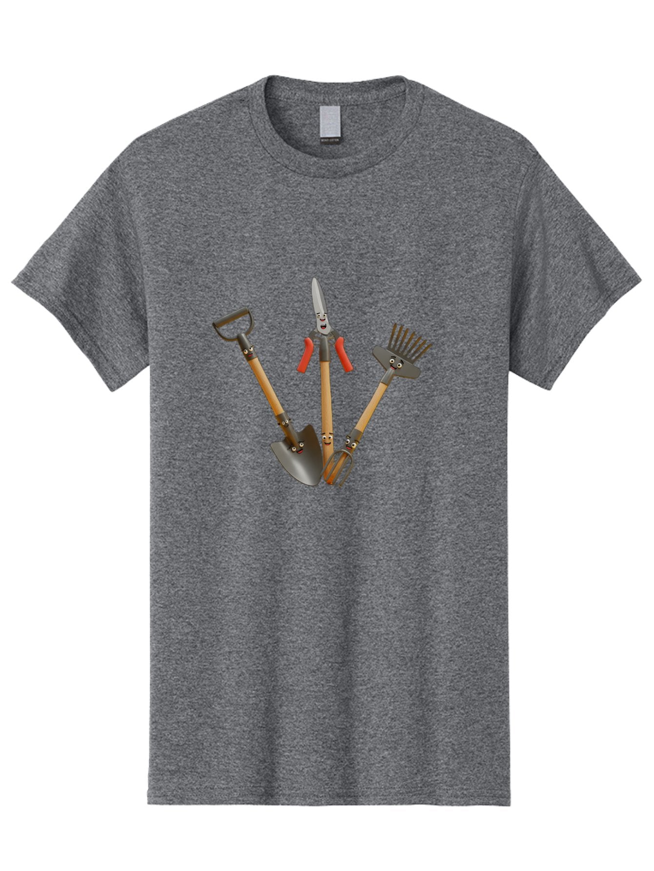Gardening-Tools-8 Men'S Graphic Tee, 100% Cotton, Comfortable Casual Summer Wear, Machine Washable, Gardening Tools, Shovel, Rake, Cultivator, Anthropomorphic Gardening Tools, Gardening Equipment, Cartoonish Gardening, Funny Gardening Tools, Baa728 4