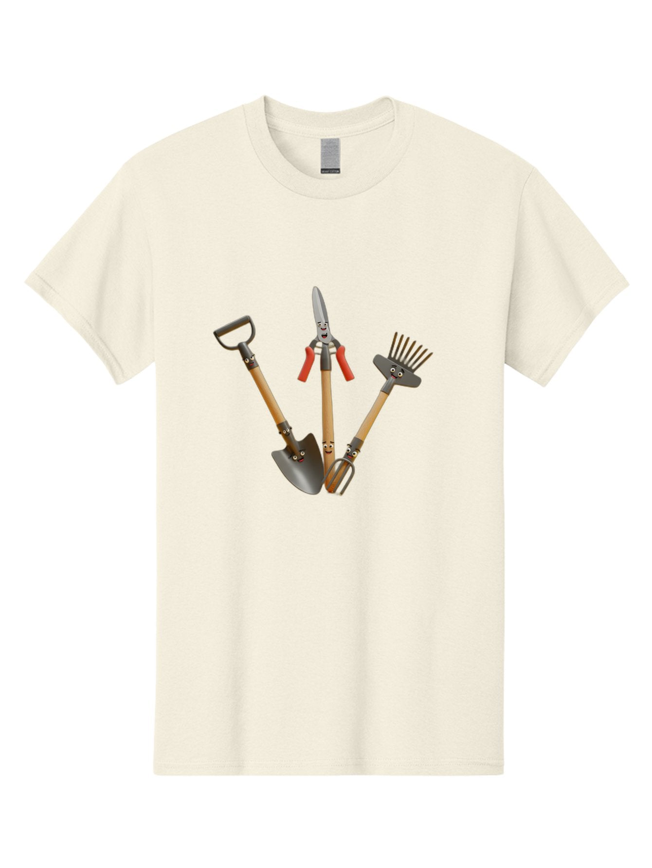 Gardening-Tools-8 Men'S Graphic Tee, 100% Cotton, Comfortable Casual Summer Wear, Machine Washable, Gardening Tools, Shovel, Rake, Cultivator, Anthropomorphic Gardening Tools, Gardening Equipment, Cartoonish Gardening, Funny Gardening Tools, Baa728 14