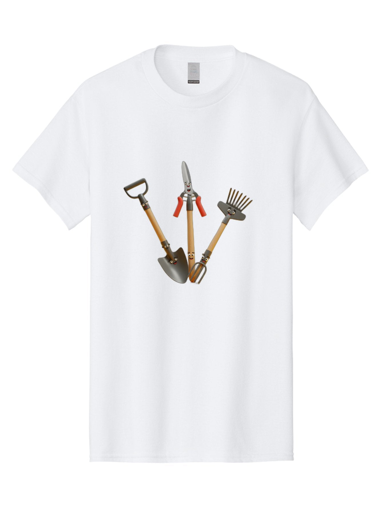 Gardening-Tools-8 Men'S Graphic Tee, 100% Cotton, Comfortable Casual Summer Wear, Machine Washable, Gardening Tools, Shovel, Rake, Cultivator, Anthropomorphic Gardening Tools, Gardening Equipment, Cartoonish Gardening, Funny Gardening Tools, Baa728 13