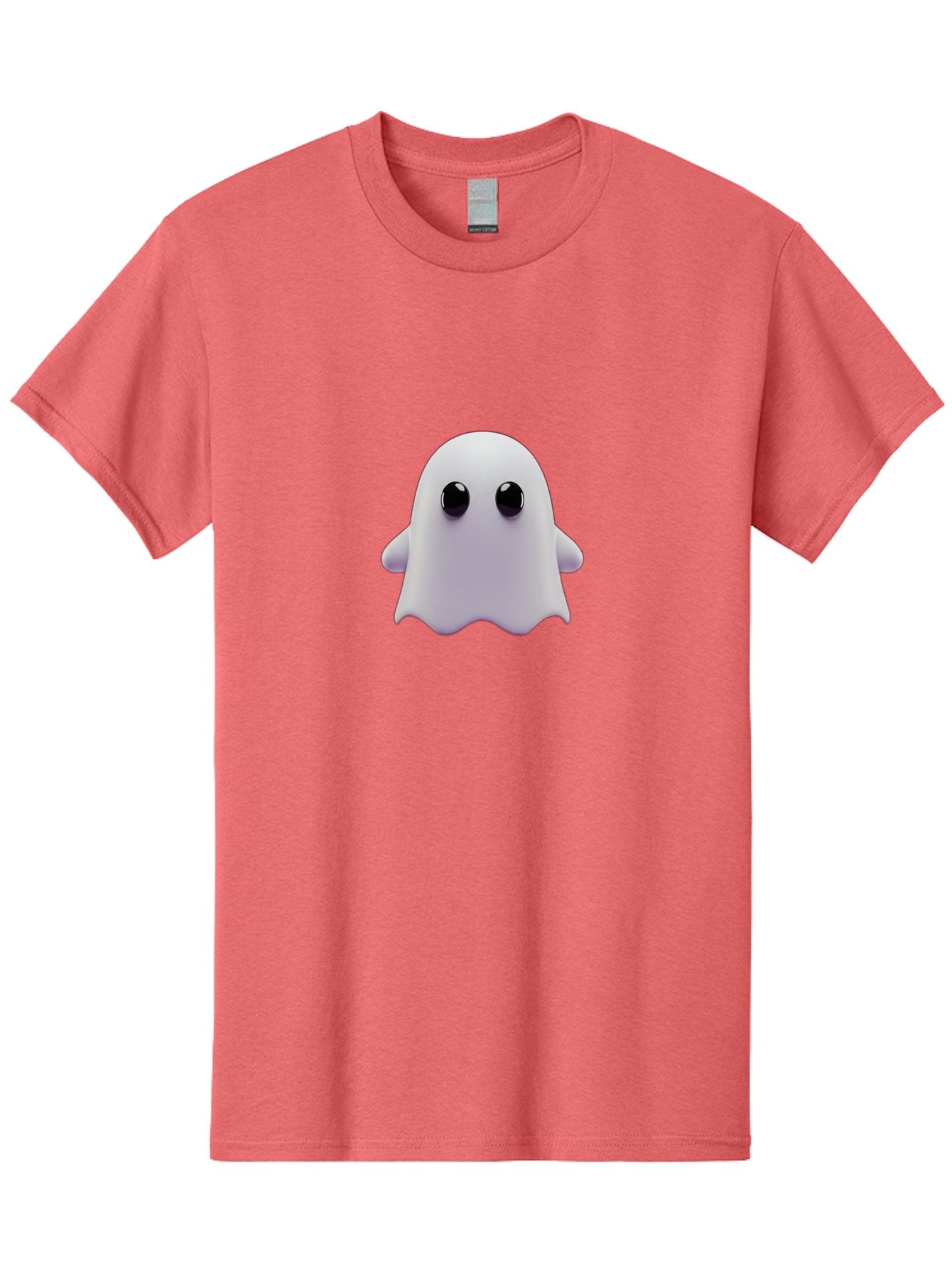 Ghost-Emoji Men'S Graphic Tee, 100% Cotton, Comfortable Casual Summer Wear, Machine Washable, Cartoon Ghost, Ghost Character, Cute Supernatural Being, 3D Illustration, Ghostly Figure, Spooky Charm, Adorable Eyes, Playful Spirit Baa733 15
