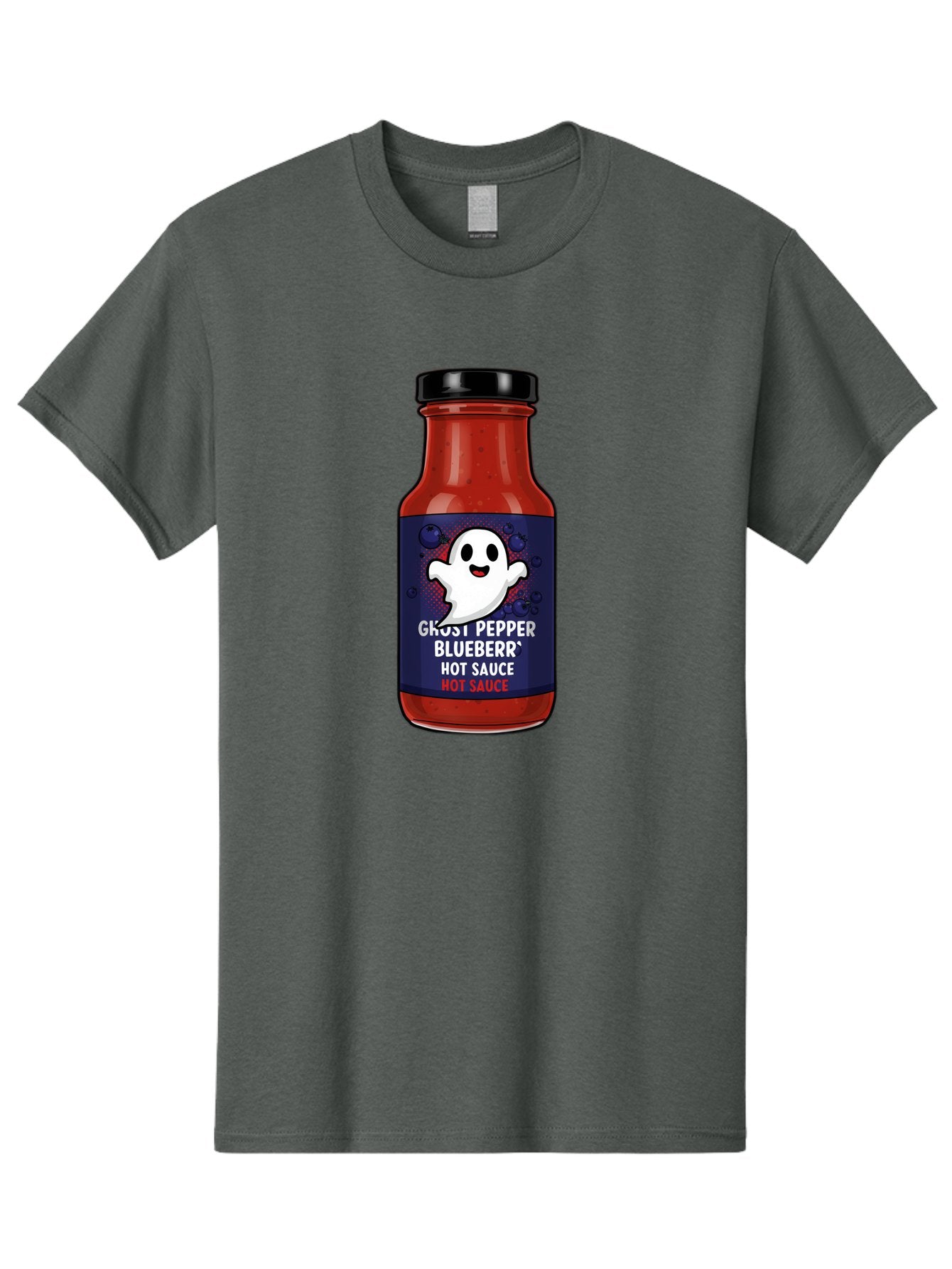 Ghost-Pepper-Blueburr-Hot-Sauce Men'S Graphic Tee, 100% Cotton, Comfortable Casual Summer Wear, Machine Washable, Hot Sauce, Spicy Condiment, Ghost Pepper, Blueberry Flavor, Condiment Bottle, Sauce Label, Spicy Food, Flavorful Sauce, Baa734 13