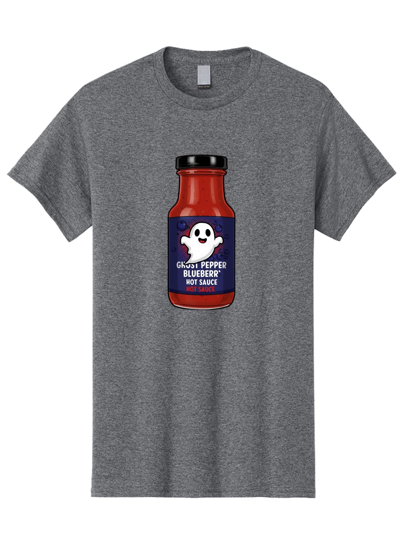 Ghost-Pepper-Blueburr-Hot-Sauce Men'S Graphic Tee, 100% Cotton, Comfortable Casual Summer Wear, Machine Washable, Hot Sauce, Spicy Condiment, Ghost Pepper, Blueberry Flavor, Condiment Bottle, Sauce Label, Spicy Food, Flavorful Sauce, Baa734 14