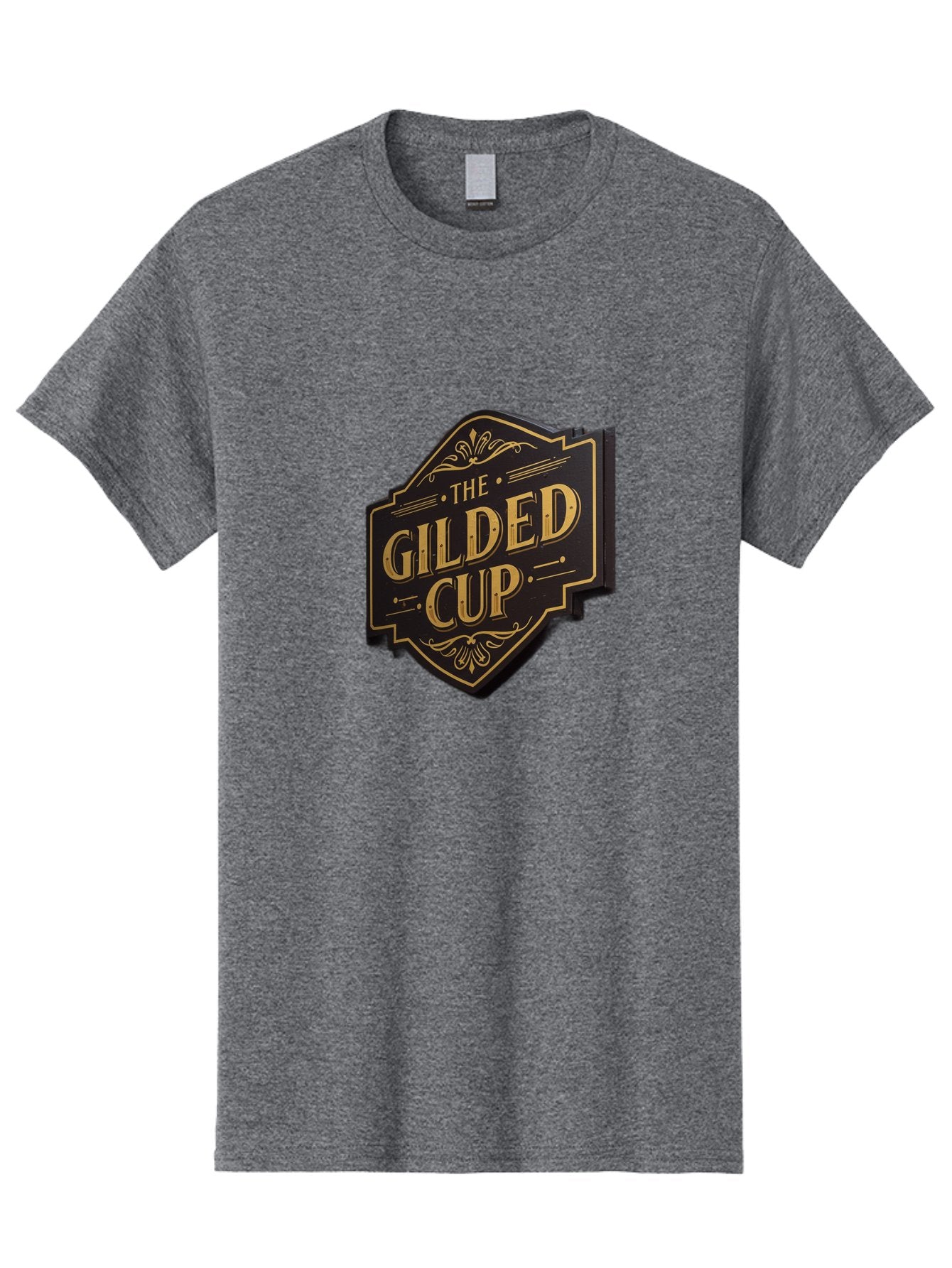 Gilded-Cup Men'S Graphic Tee, 100% Cotton, Comfortable Casual Summer Wear, Machine Washable, The Gilded Cup, Luxury Branding, Elegant Font, Gold And Black Logo, Vintage Style, Ornate Design, Sophistication, Premium Feel Baa736 8