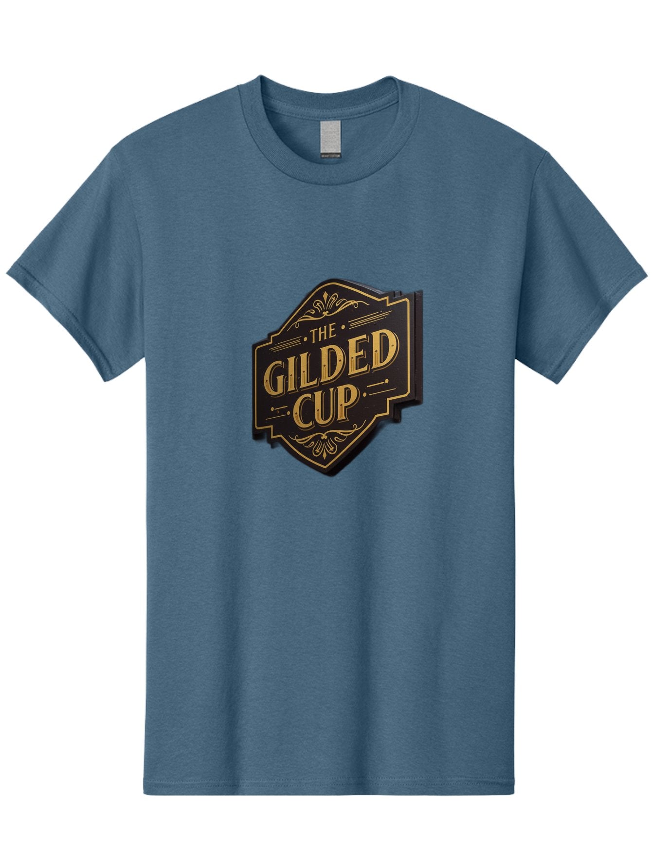 Gilded-Cup Men'S Graphic Tee, 100% Cotton, Comfortable Casual Summer Wear, Machine Washable, The Gilded Cup, Luxury Branding, Elegant Font, Gold And Black Logo, Vintage Style, Ornate Design, Sophistication, Premium Feel Baa736 6