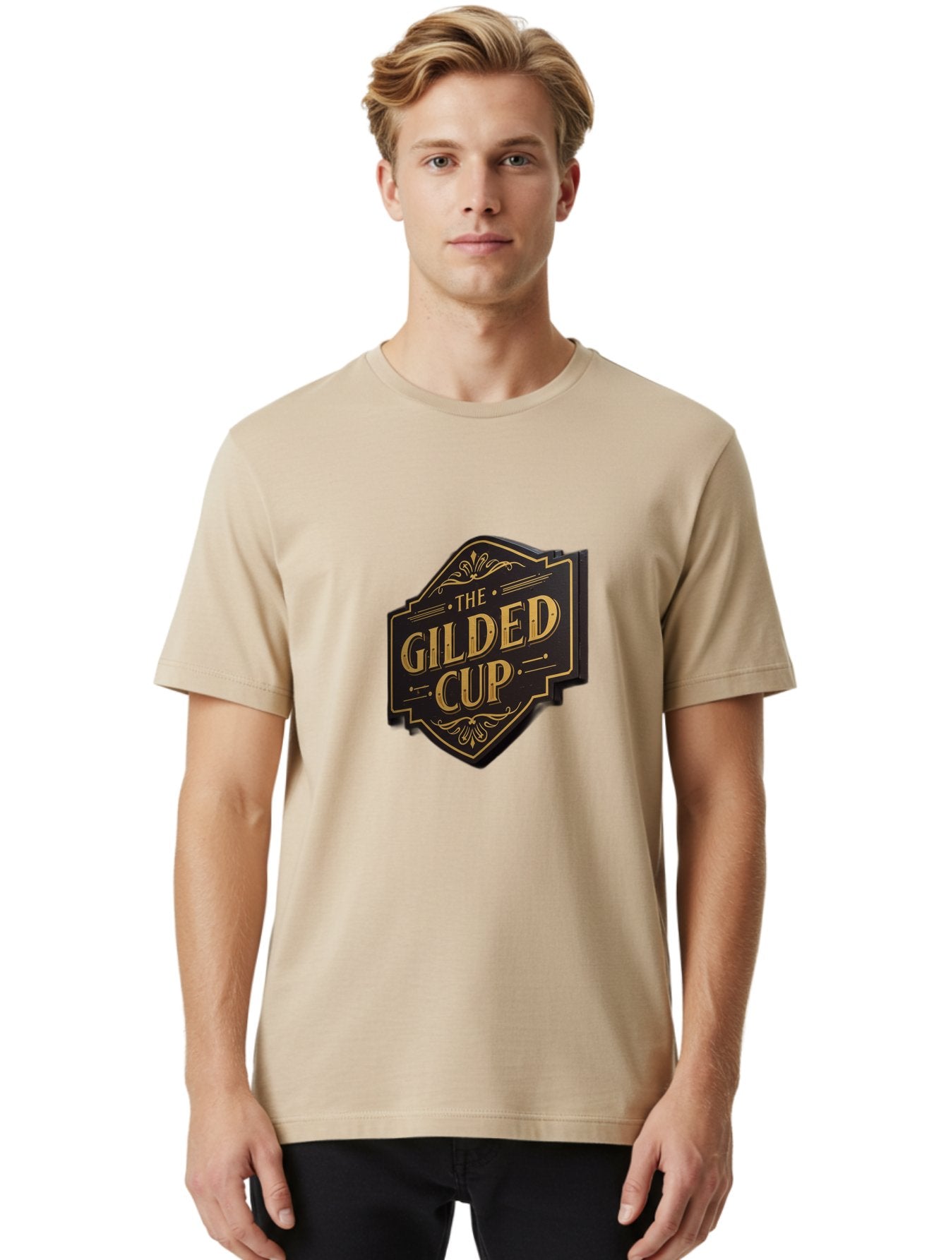 Gilded-Cup Men'S Graphic Tee, 100% Cotton, Comfortable Casual Summer Wear, Machine Washable, The Gilded Cup, Luxury Branding, Elegant Font, Gold And Black Logo, Vintage Style, Ornate Design, Sophistication, Premium Feel Baa736 28