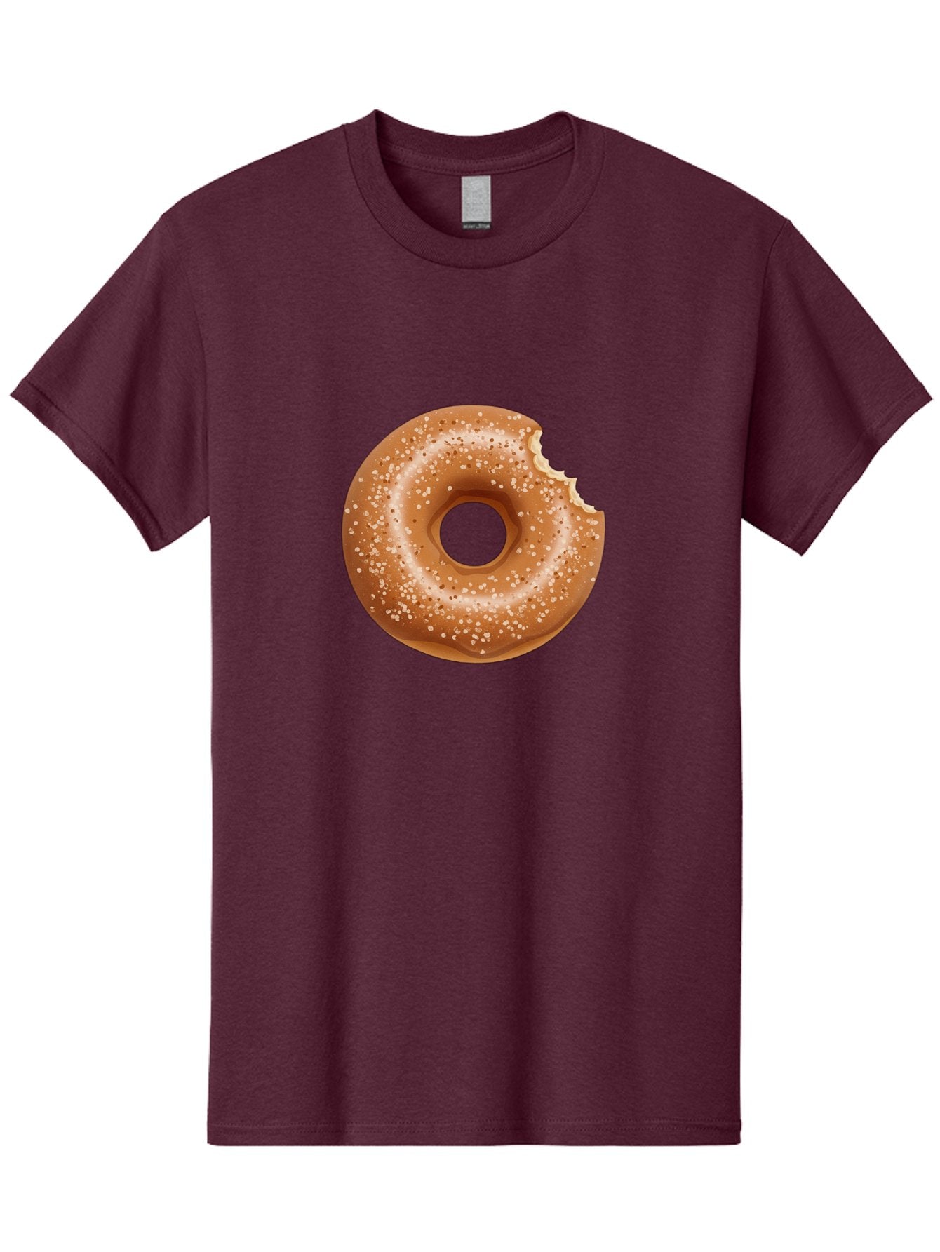 Glazed-Donut Men'S Graphic Tee, 100% Cotton, Comfortable Casual Summer Wear, Machine Washable, Glazed Donut, Bitten Donut, Sweet Treats, Tasty Desserts, Sugar-Coated, Donut With Bite Taken, Indulgent Snack, Baked Goods Baa737 3