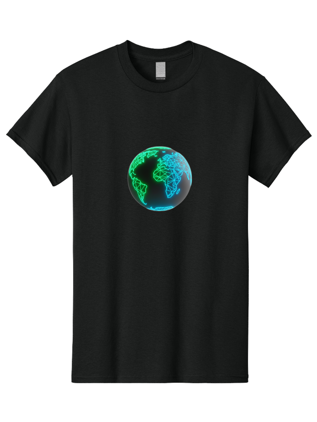 Globe-10 Men'S Graphic Tee, 100% Cotton, Comfortable Casual Summer Wear, Machine Washable, Globe, World Map, Digital Art, Neon Lights, Blue And Green Hues, Futuristic Design, Network Connections, Global Unity, 3D Rendering Baa739 25