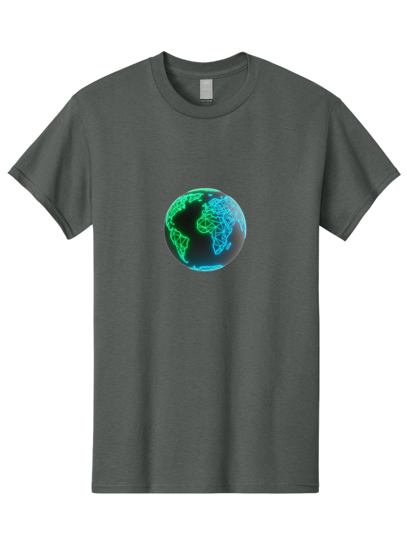 Globe-10 Men'S Graphic Tee, 100% Cotton, Comfortable Casual Summer Wear, Machine Washable, Globe, World Map, Digital Art, Neon Lights, Blue And Green Hues, Futuristic Design, Network Connections, Global Unity, 3D Rendering Baa739 11