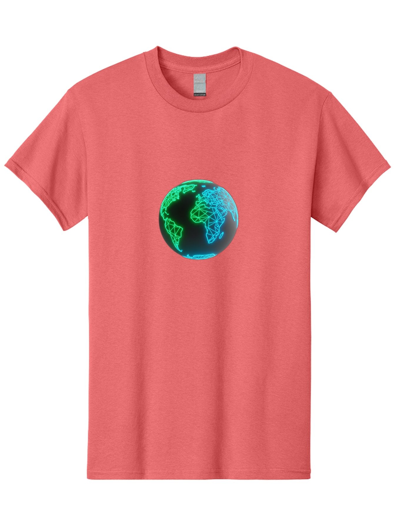 Globe-10 Men'S Graphic Tee, 100% Cotton, Comfortable Casual Summer Wear, Machine Washable, Globe, World Map, Digital Art, Neon Lights, Blue And Green Hues, Futuristic Design, Network Connections, Global Unity, 3D Rendering Baa739 13