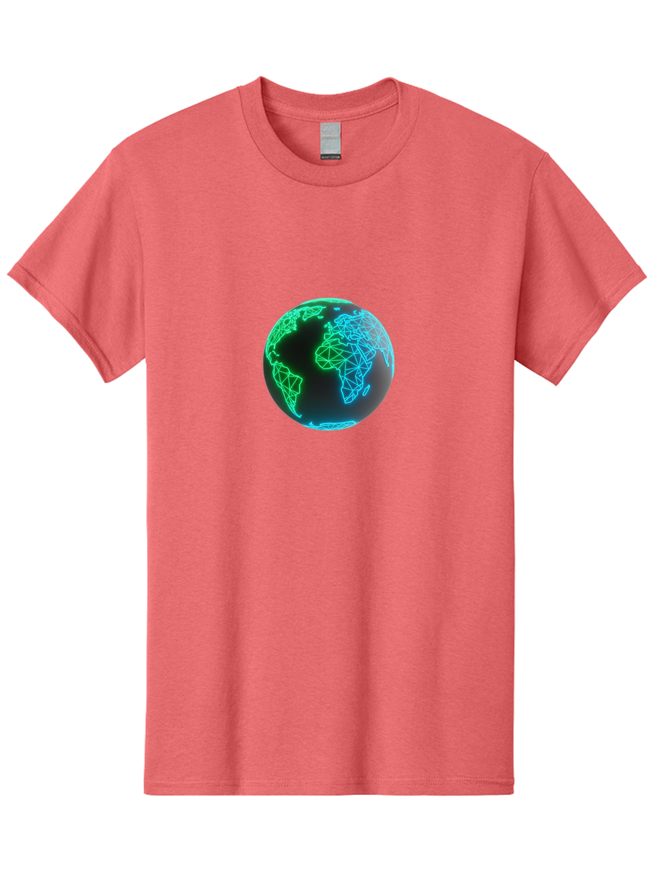 Globe-10 Men'S Graphic Tee, 100% Cotton, Comfortable Casual Summer Wear, Machine Washable, Globe, World Map, Digital Art, Neon Lights, Blue And Green Hues, Futuristic Design, Network Connections, Global Unity, 3D Rendering Baa739 29