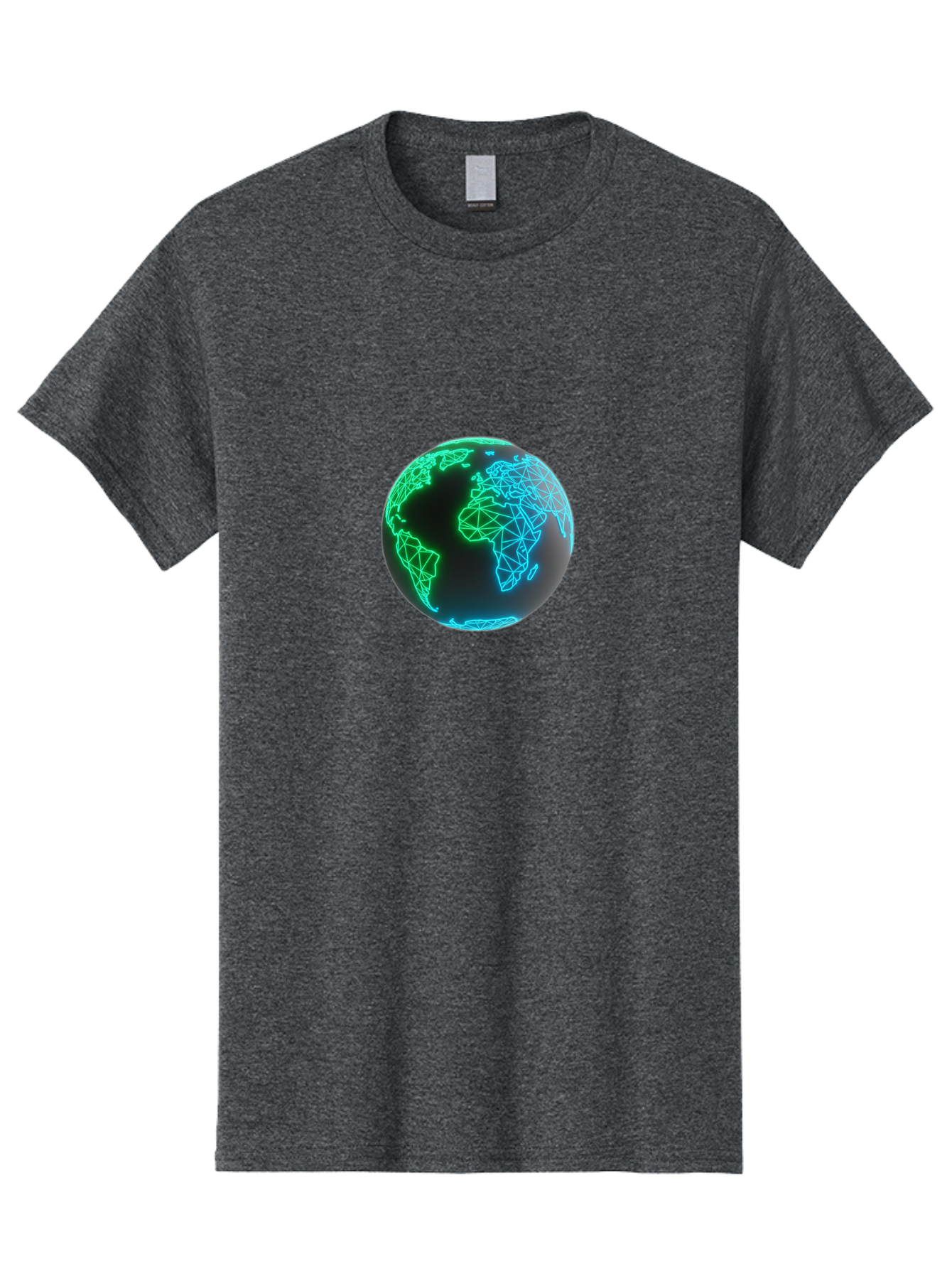 Globe-10 Men'S Graphic Tee, 100% Cotton, Comfortable Casual Summer Wear, Machine Washable, Globe, World Map, Digital Art, Neon Lights, Blue And Green Hues, Futuristic Design, Network Connections, Global Unity, 3D Rendering Baa739 23