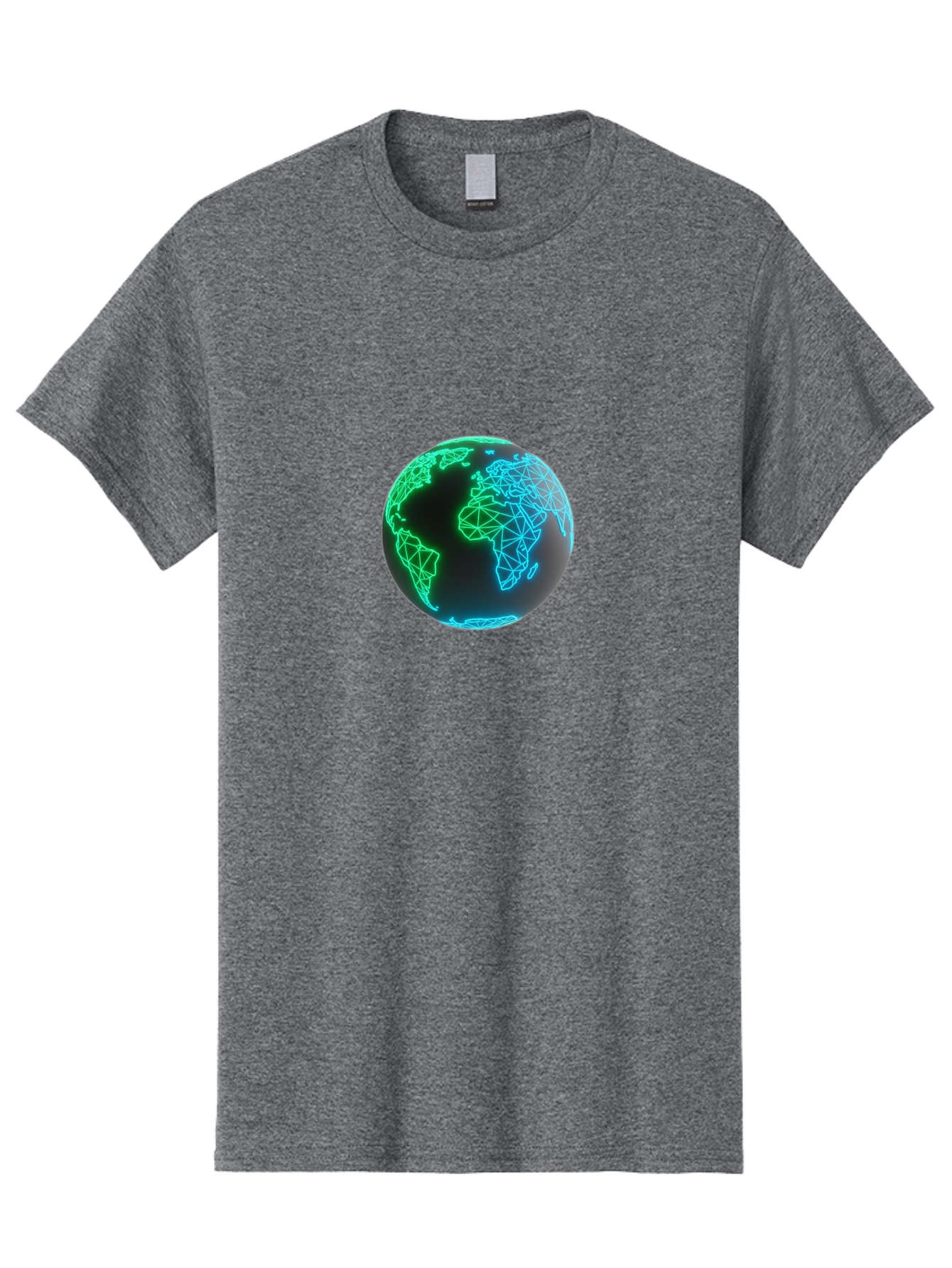 Globe-10 Men'S Graphic Tee, 100% Cotton, Comfortable Casual Summer Wear, Machine Washable, Globe, World Map, Digital Art, Neon Lights, Blue And Green Hues, Futuristic Design, Network Connections, Global Unity, 3D Rendering Baa739 17
