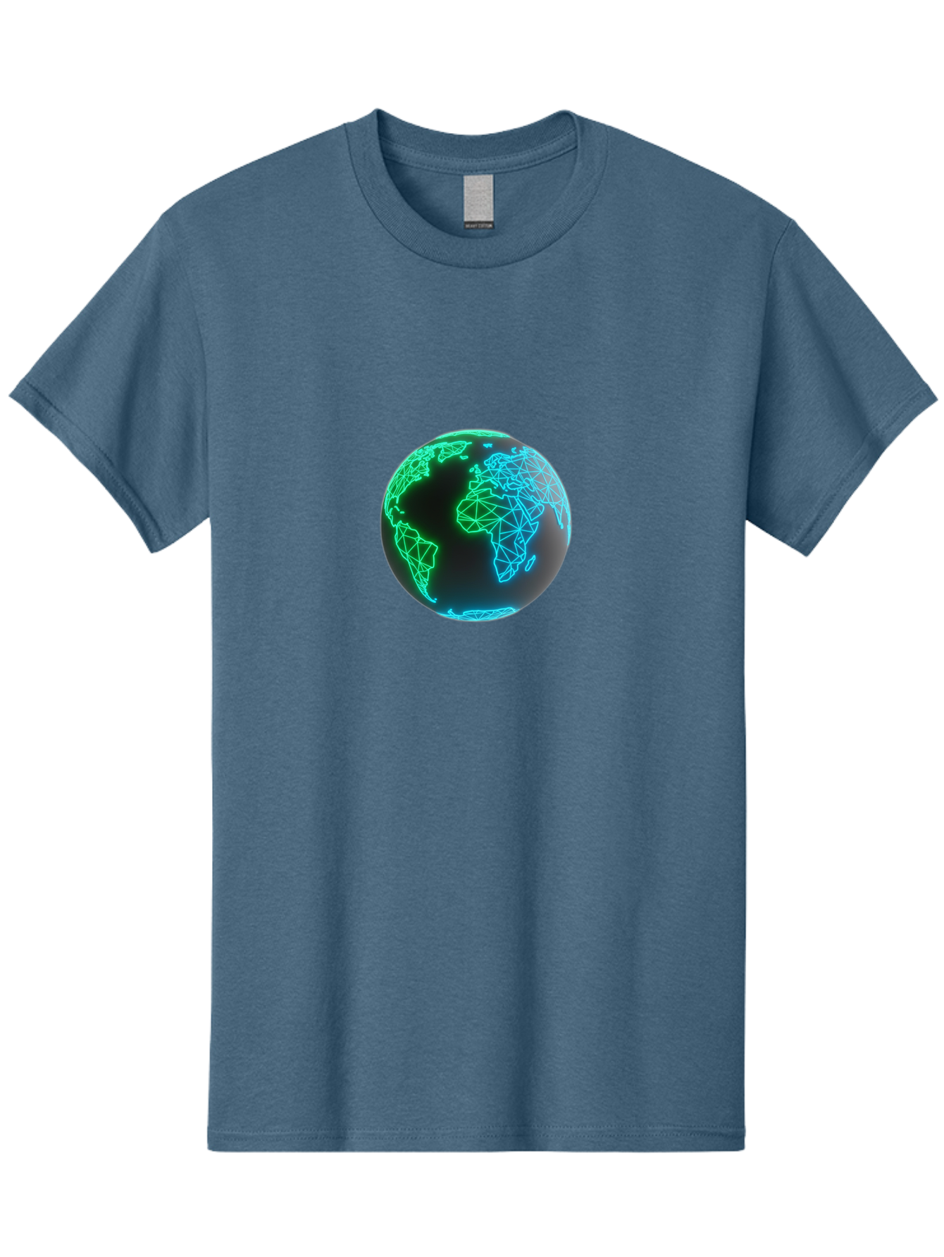 Globe-10 Men'S Graphic Tee, 100% Cotton, Comfortable Casual Summer Wear, Machine Washable, Globe, World Map, Digital Art, Neon Lights, Blue And Green Hues, Futuristic Design, Network Connections, Global Unity, 3D Rendering Baa739 27
