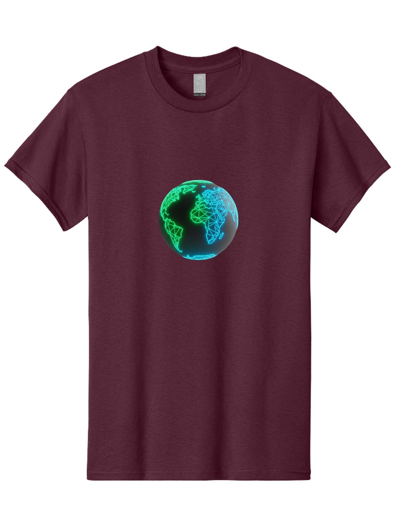 Globe-10 Men'S Graphic Tee, 100% Cotton, Comfortable Casual Summer Wear, Machine Washable, Globe, World Map, Digital Art, Neon Lights, Blue And Green Hues, Futuristic Design, Network Connections, Global Unity, 3D Rendering Baa739 14