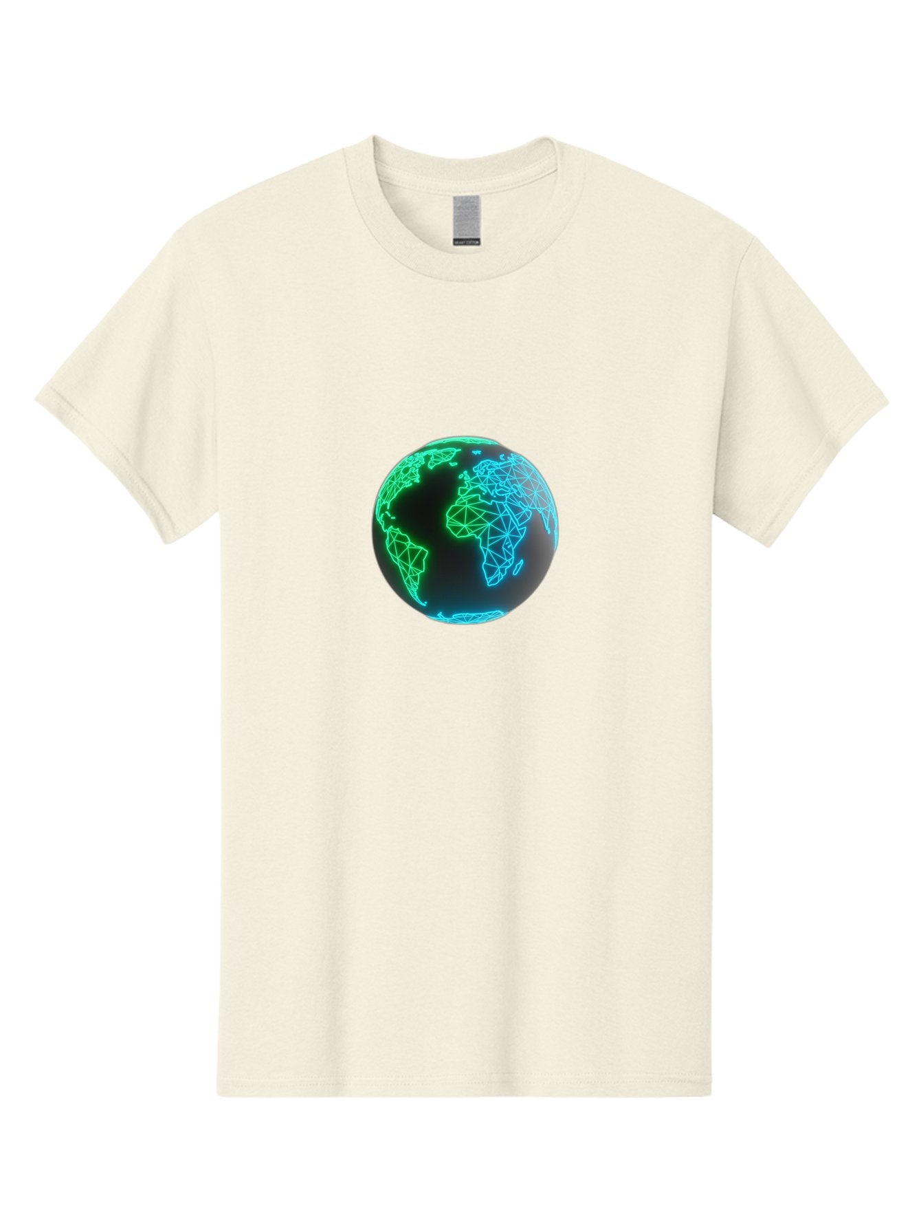 Globe-10 Men'S Graphic Tee, 100% Cotton, Comfortable Casual Summer Wear, Machine Washable, Globe, World Map, Digital Art, Neon Lights, Blue And Green Hues, Futuristic Design, Network Connections, Global Unity, 3D Rendering Baa739 6
