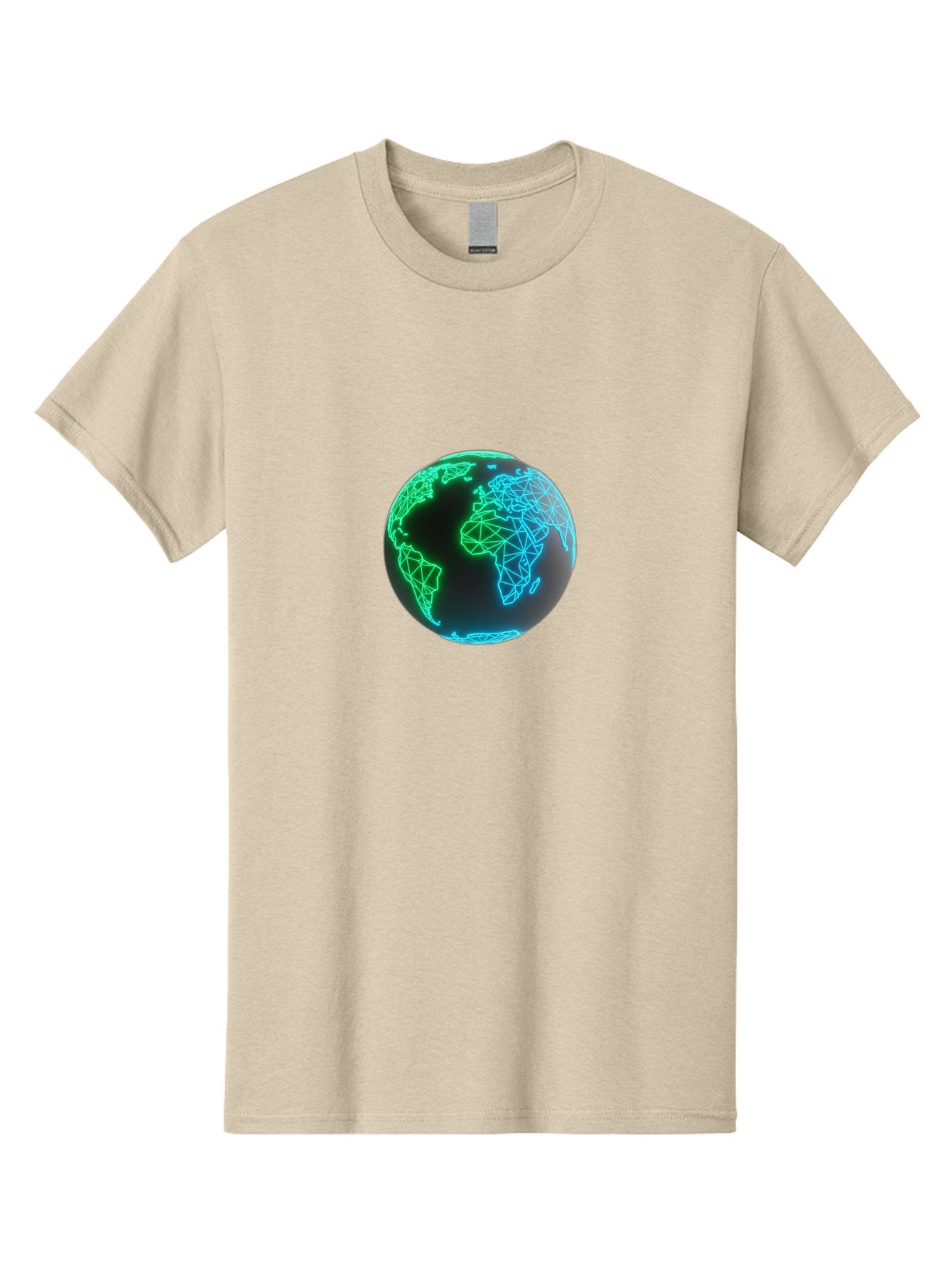 Globe-10 Men'S Graphic Tee, 100% Cotton, Comfortable Casual Summer Wear, Machine Washable, Globe, World Map, Digital Art, Neon Lights, Blue And Green Hues, Futuristic Design, Network Connections, Global Unity, 3D Rendering Baa739 12