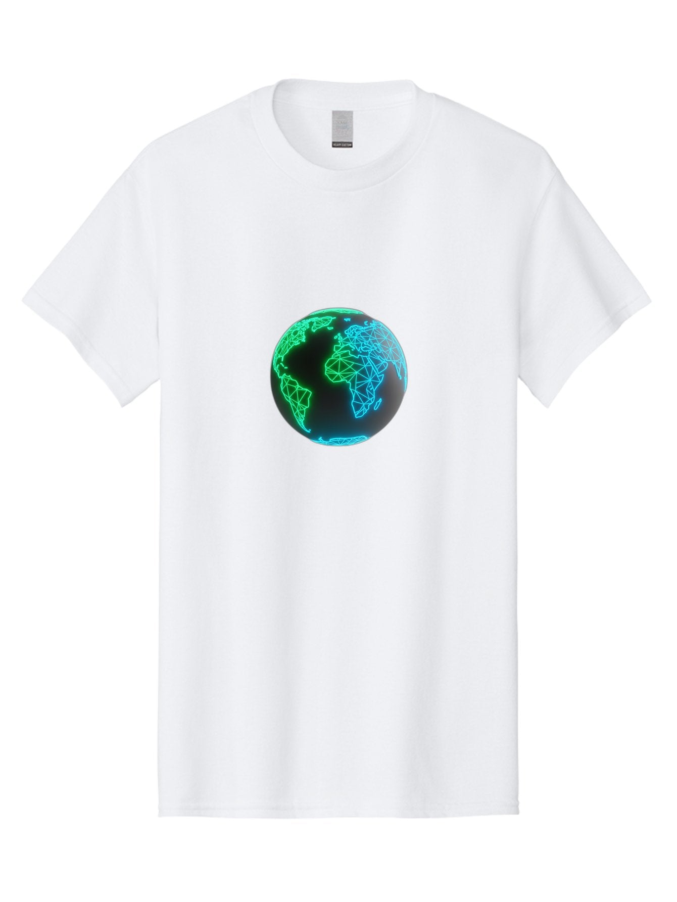 Globe-10 Men'S Graphic Tee, 100% Cotton, Comfortable Casual Summer Wear, Machine Washable, Globe, World Map, Digital Art, Neon Lights, Blue And Green Hues, Futuristic Design, Network Connections, Global Unity, 3D Rendering Baa739 11