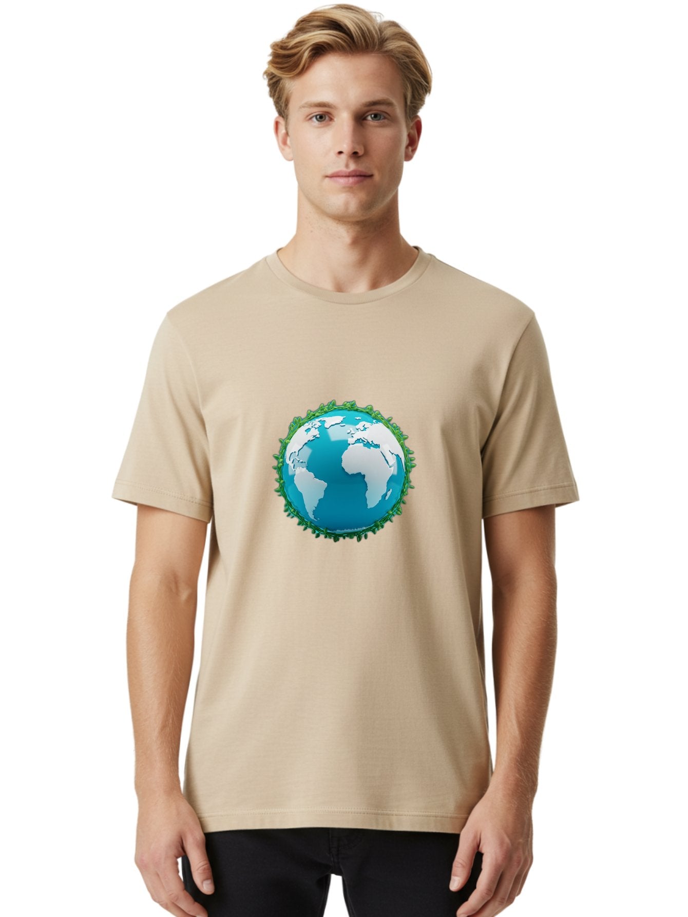 Globe-11 Men'S Graphic Tee, 100% Cotton, Comfortable Casual Summer Wear, Machine Washable, Globe Surrounded By Virus, Global Pandemic, Coronavirus Outbreak, Health Crisis, Worldwide Spread, Blue Earth, White Continents, Viral Infection, Baa740 16
