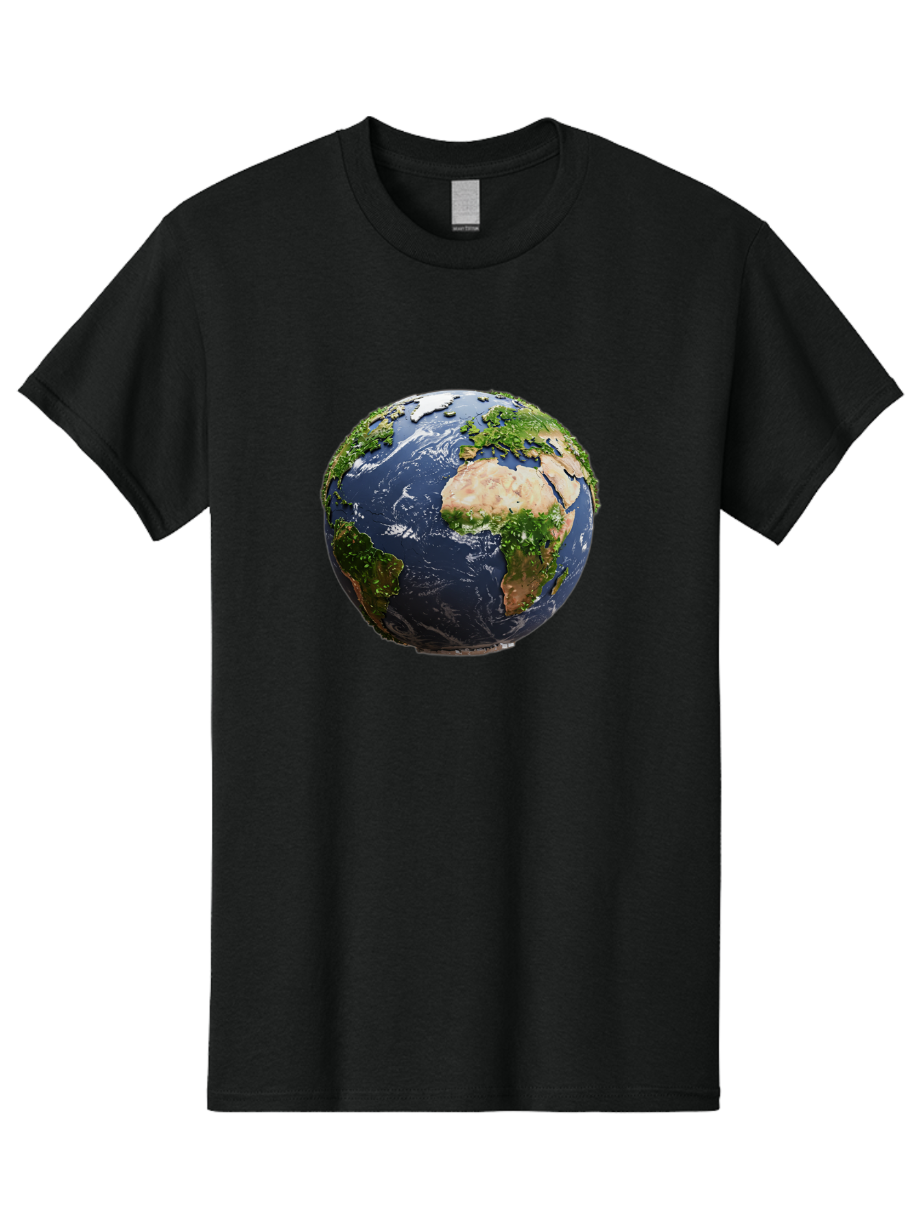 Globe-12 Men'S Graphic Tee, 100% Cotton, Comfortable Casual Summer Wear, Machine Washable, Globe Showing Africa, Europe, And Atlantic Ocean, Global View, Planet Earth, Continents, Oceans, Digital Rendering, 3D Visualization, World Map Baa741 25