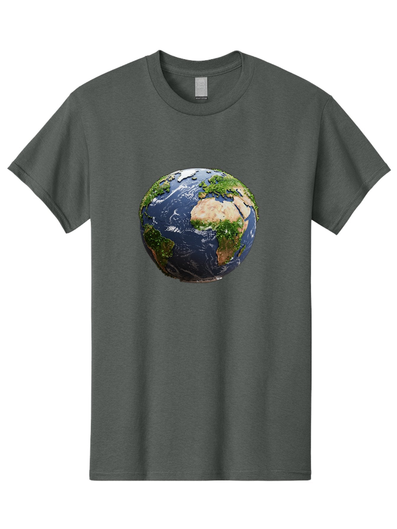 Globe-12 Men'S Graphic Tee, 100% Cotton, Comfortable Casual Summer Wear, Machine Washable, Globe Showing Africa, Europe, And Atlantic Ocean, Global View, Planet Earth, Continents, Oceans, Digital Rendering, 3D Visualization, World Map Baa741