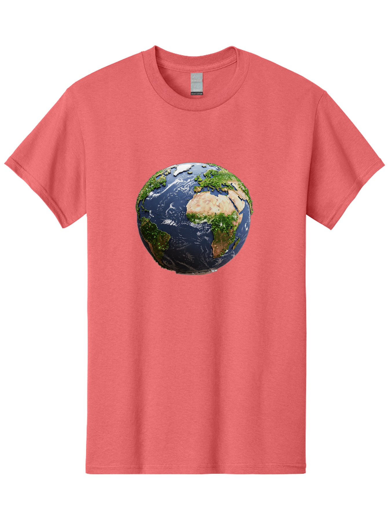 Globe-12 Men'S Graphic Tee, 100% Cotton, Comfortable Casual Summer Wear, Machine Washable, Globe Showing Africa, Europe, And Atlantic Ocean, Global View, Planet Earth, Continents, Oceans, Digital Rendering, 3D Visualization, World Map Baa741 3