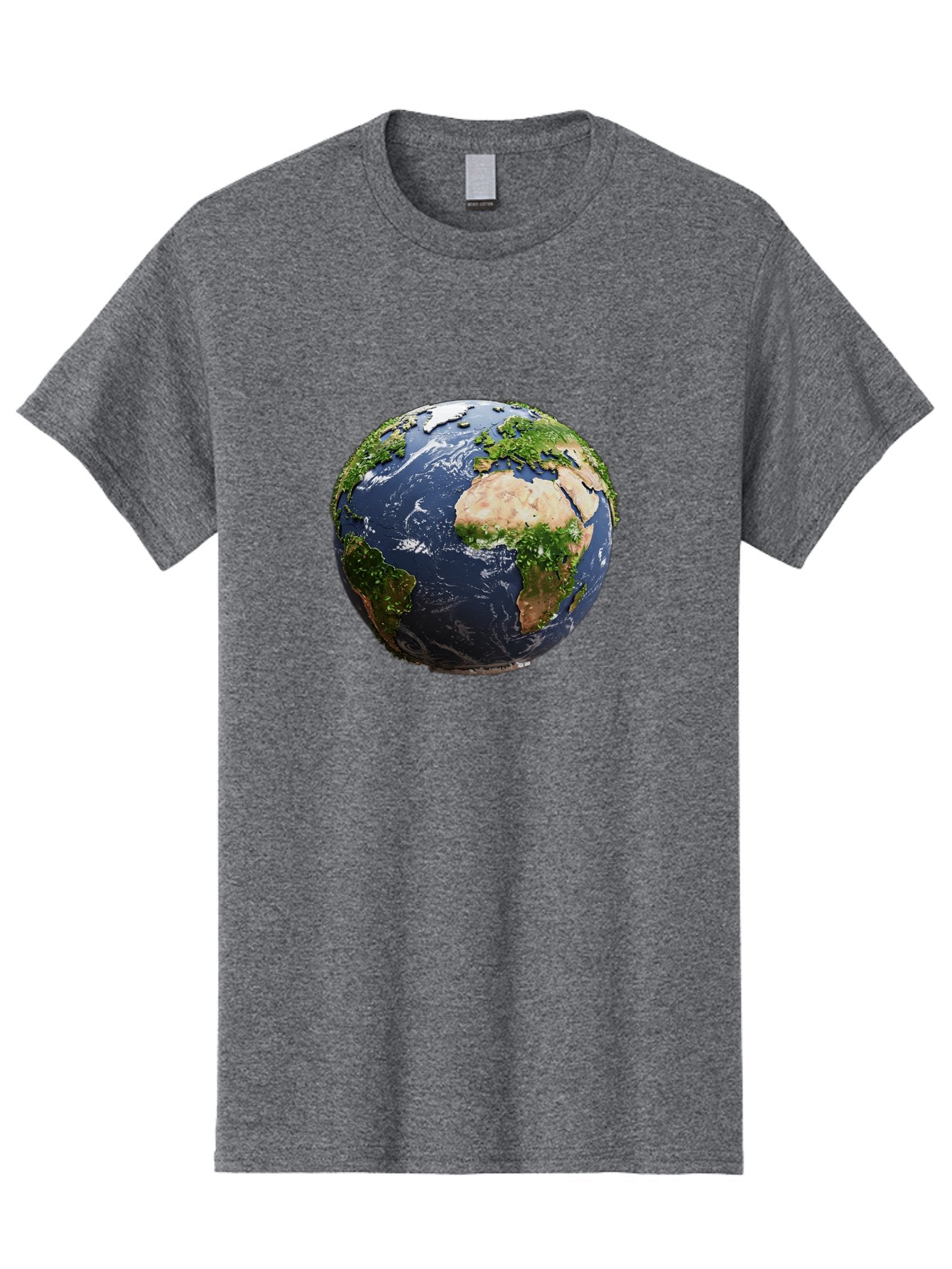 Globe-12 Men'S Graphic Tee, 100% Cotton, Comfortable Casual Summer Wear, Machine Washable, Globe Showing Africa, Europe, And Atlantic Ocean, Global View, Planet Earth, Continents, Oceans, Digital Rendering, 3D Visualization, World Map Baa741 5