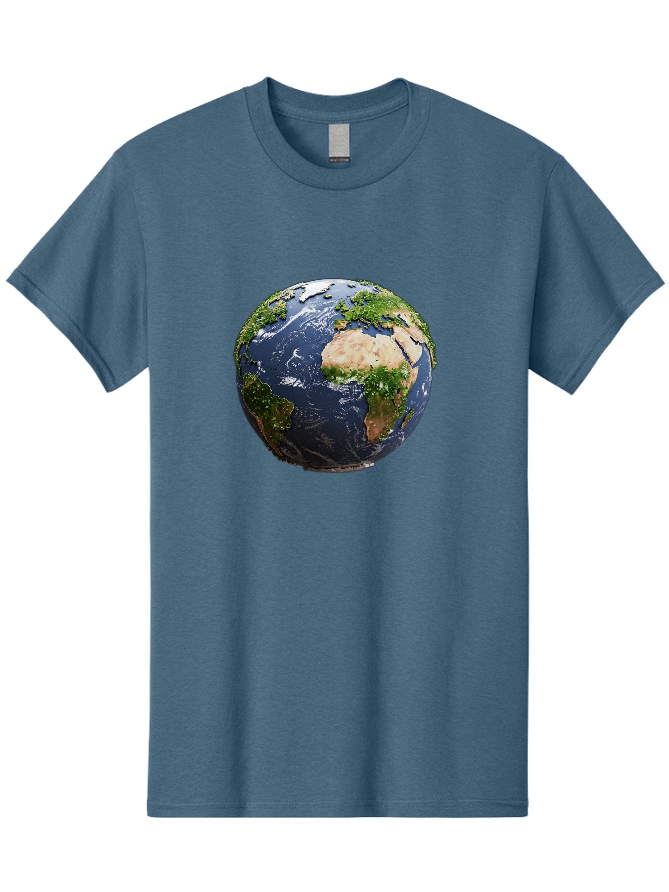 Globe-12 Men'S Graphic Tee, 100% Cotton, Comfortable Casual Summer Wear, Machine Washable, Globe Showing Africa, Europe, And Atlantic Ocean, Global View, Planet Earth, Continents, Oceans, Digital Rendering, 3D Visualization, World Map Baa741 10