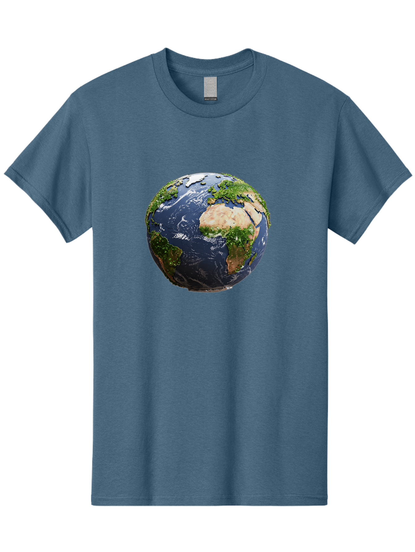 Globe-12 Men'S Graphic Tee, 100% Cotton, Comfortable Casual Summer Wear, Machine Washable, Globe Showing Africa, Europe, And Atlantic Ocean, Global View, Planet Earth, Continents, Oceans, Digital Rendering, 3D Visualization, World Map Baa741 27