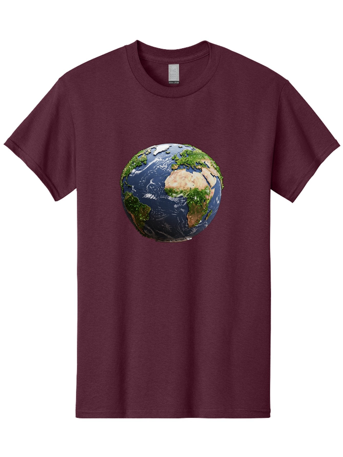 Globe-12 Men'S Graphic Tee, 100% Cotton, Comfortable Casual Summer Wear, Machine Washable, Globe Showing Africa, Europe, And Atlantic Ocean, Global View, Planet Earth, Continents, Oceans, Digital Rendering, 3D Visualization, World Map Baa741 4