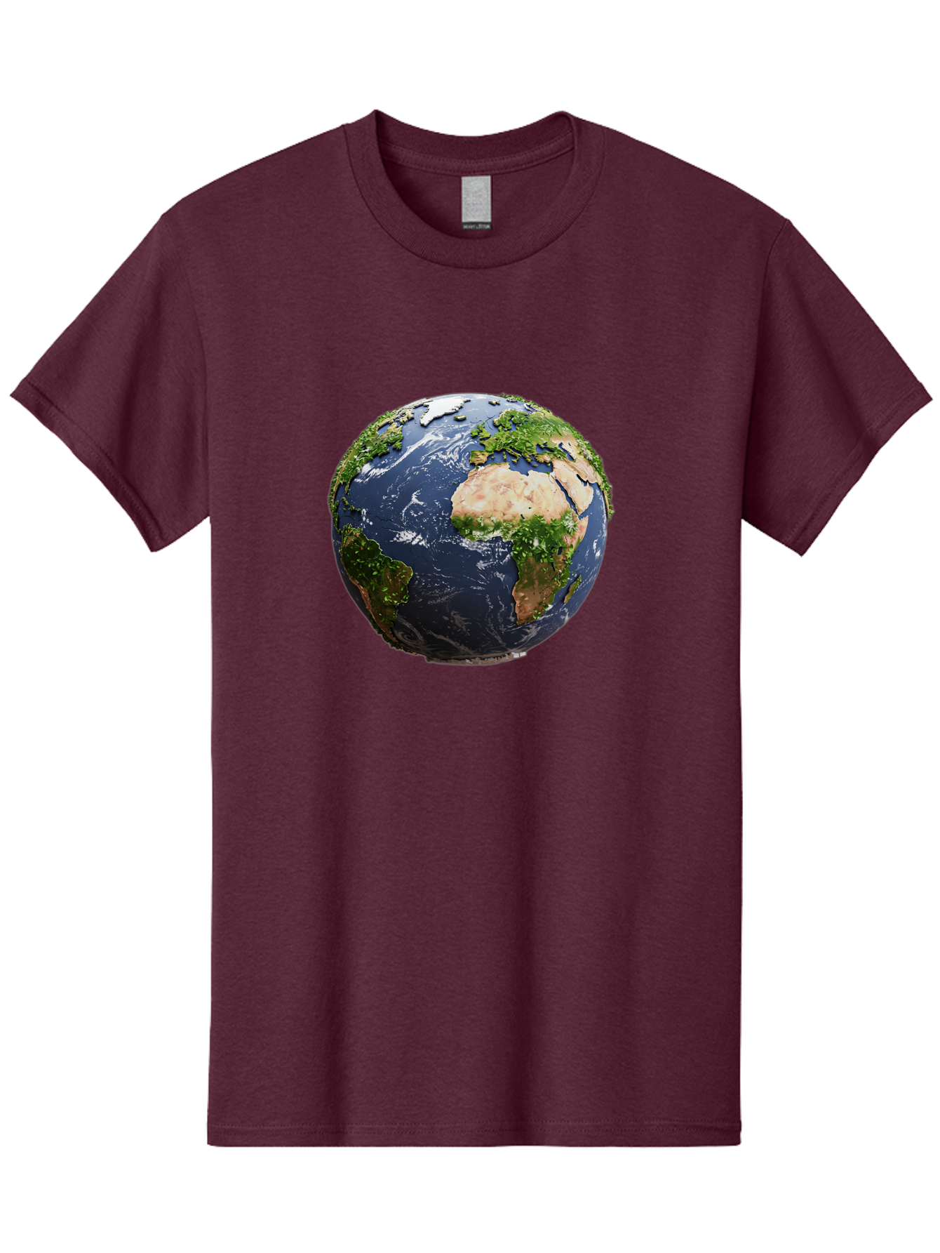 Globe-12 Men'S Graphic Tee, 100% Cotton, Comfortable Casual Summer Wear, Machine Washable, Globe Showing Africa, Europe, And Atlantic Ocean, Global View, Planet Earth, Continents, Oceans, Digital Rendering, 3D Visualization, World Map Baa741 23