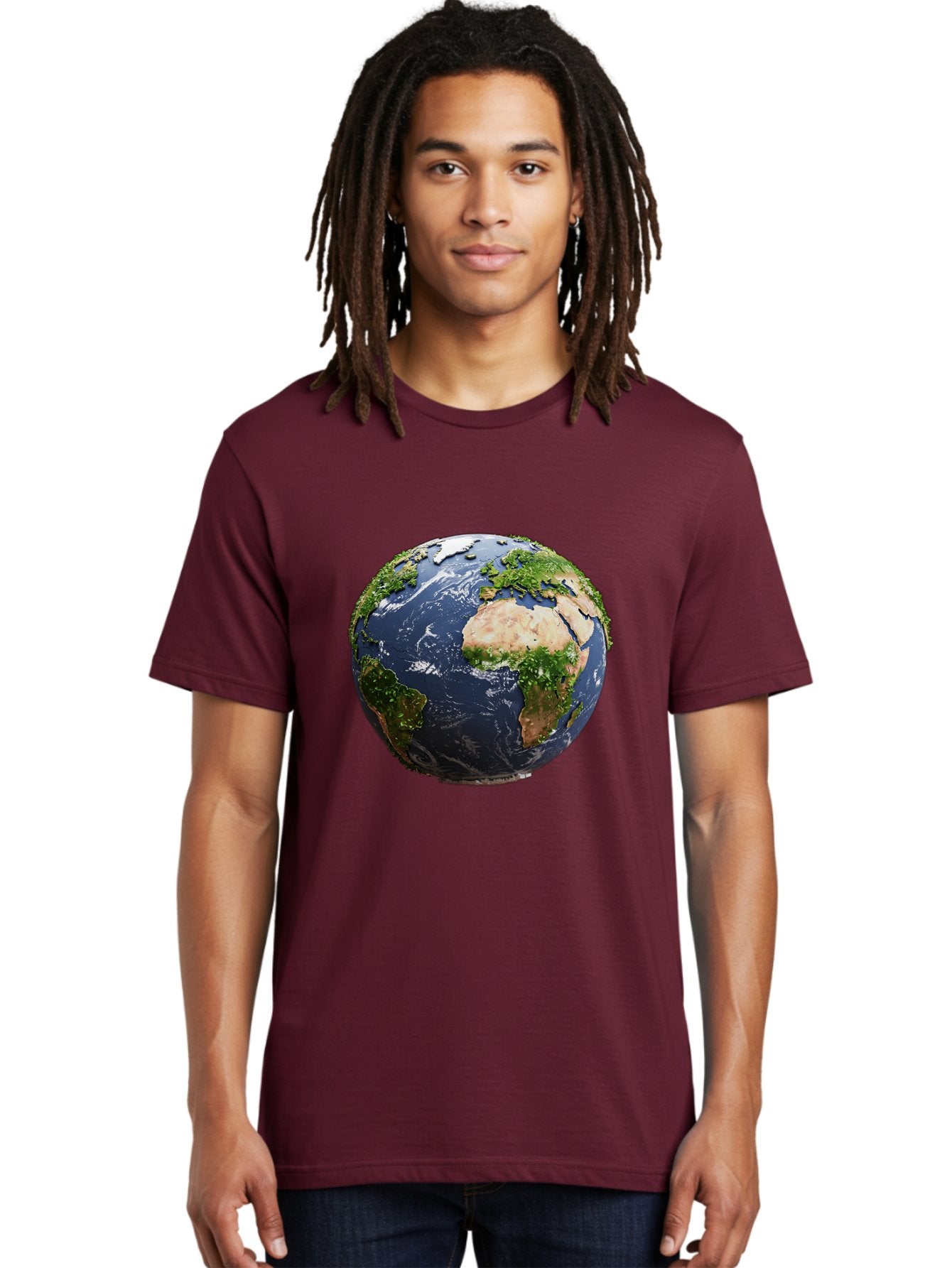 Globe-12 Men'S Graphic Tee, 100% Cotton, Comfortable Casual Summer Wear, Machine Washable, Globe Showing Africa, Europe, And Atlantic Ocean, Global View, Planet Earth, Continents, Oceans, Digital Rendering, 3D Visualization, World Map Baa741 18