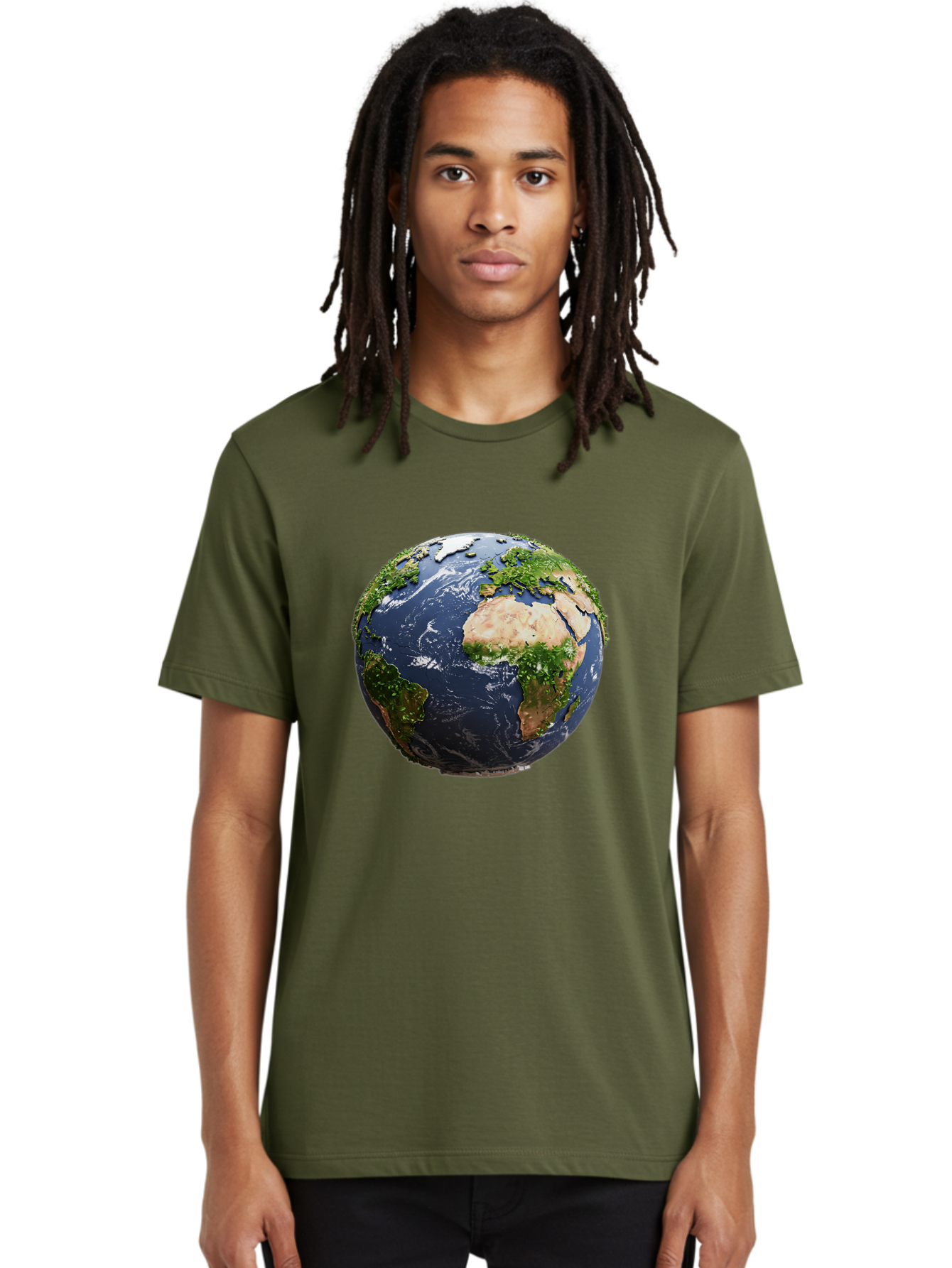 Globe-12 Men'S Graphic Tee, 100% Cotton, Comfortable Casual Summer Wear, Machine Washable, Globe Showing Africa, Europe, And Atlantic Ocean, Global View, Planet Earth, Continents, Oceans, Digital Rendering, 3D Visualization, World Map Baa741 12