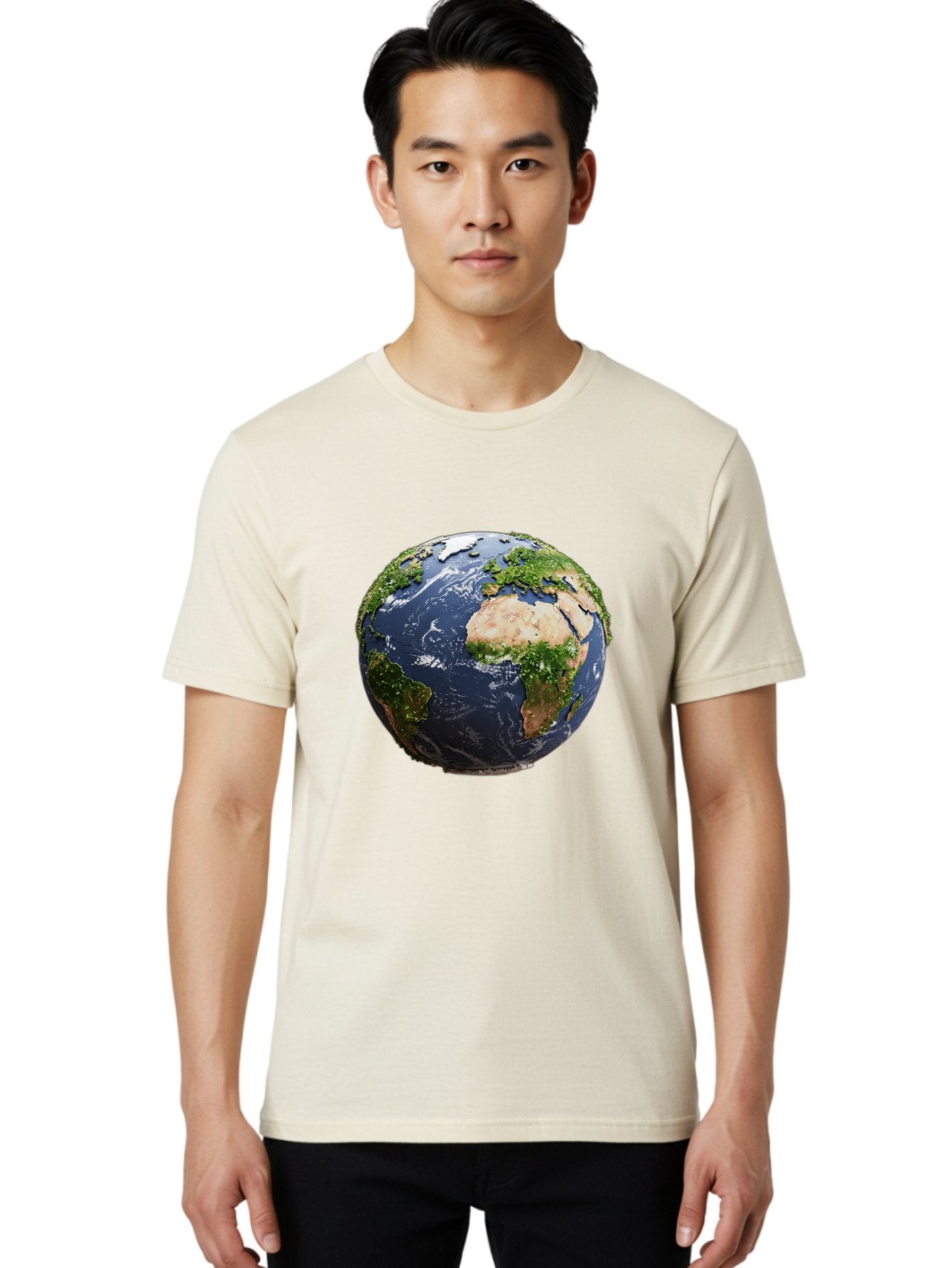 Globe-12 Men'S Graphic Tee, 100% Cotton, Comfortable Casual Summer Wear, Machine Washable, Globe Showing Africa, Europe, And Atlantic Ocean, Global View, Planet Earth, Continents, Oceans, Digital Rendering, 3D Visualization, World Map Baa741 22