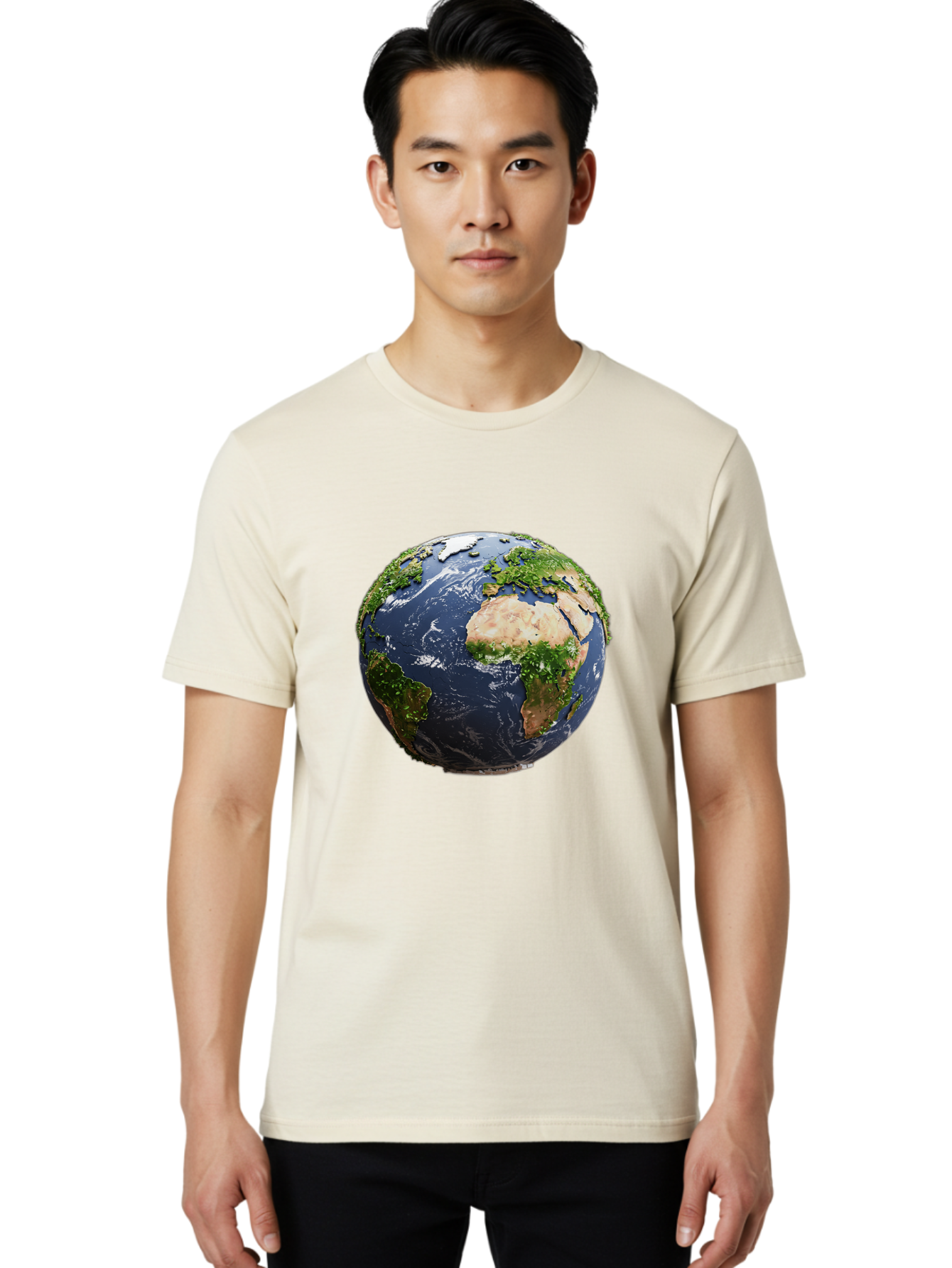 Globe-12 Men'S Graphic Tee, 100% Cotton, Comfortable Casual Summer Wear, Machine Washable, Globe Showing Africa, Europe, And Atlantic Ocean, Global View, Planet Earth, Continents, Oceans, Digital Rendering, 3D Visualization, World Map Baa741 18