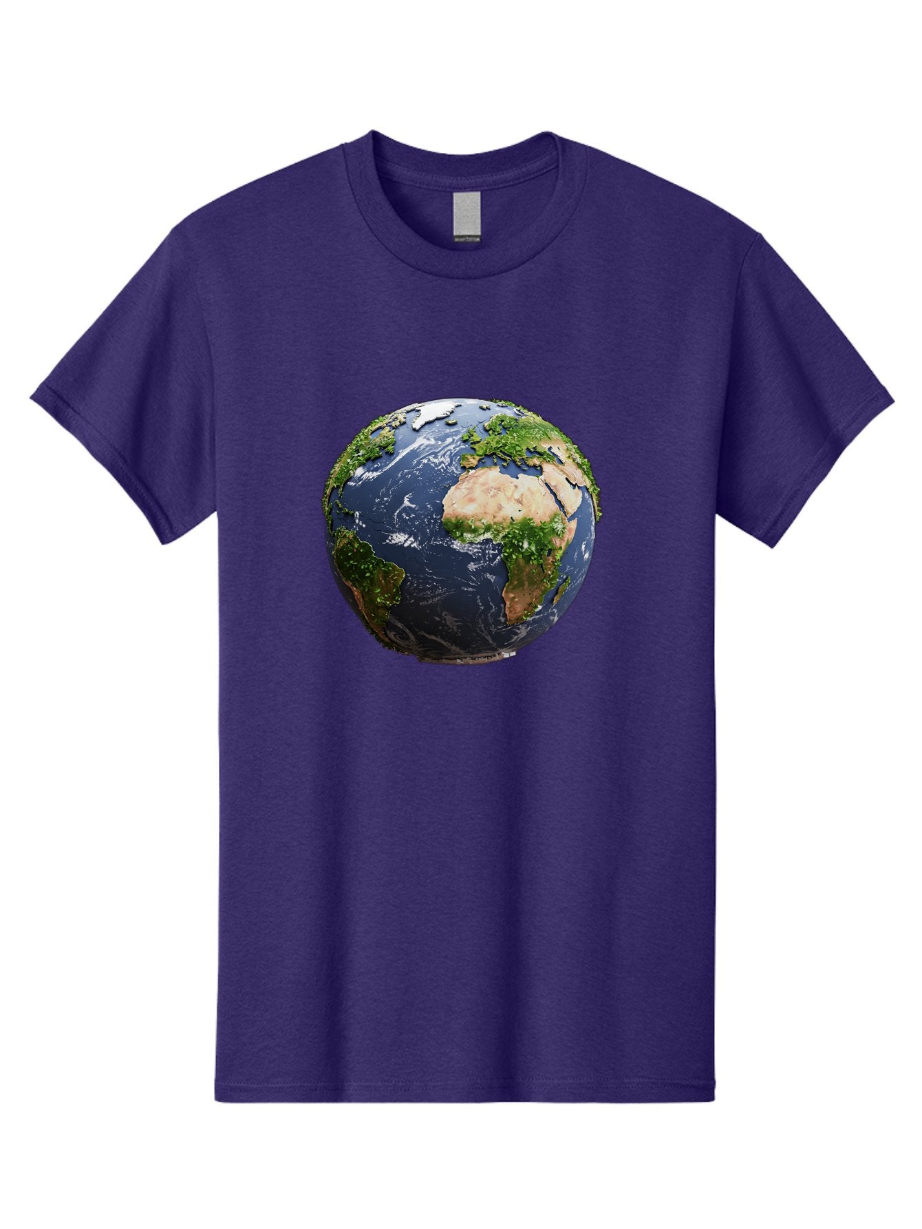 Globe-12 Men'S Graphic Tee, 100% Cotton, Comfortable Casual Summer Wear, Machine Washable, Globe Showing Africa, Europe, And Atlantic Ocean, Global View, Planet Earth, Continents, Oceans, Digital Rendering, 3D Visualization, World Map Baa741