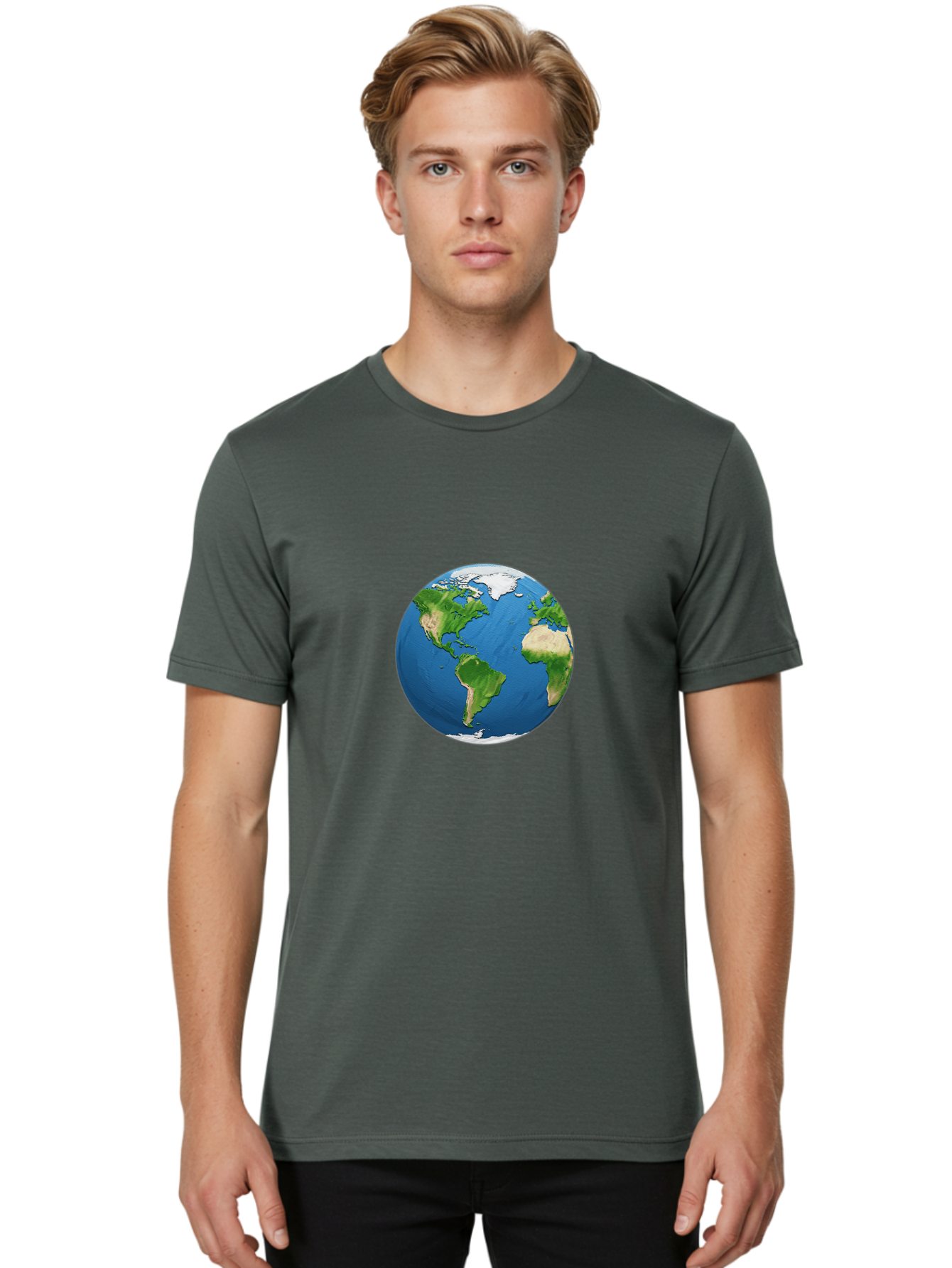 Globe-3 Men'S Graphic Tee, 100% Cotton, Comfortable Casual Summer Wear, Machine Washable, Globe Showing Americas And Africa, Planet Earth, 3D Rendering, Blue Oceans, Green Continents, Natural Resources, Global Unity, Earth From Space Baa743 14