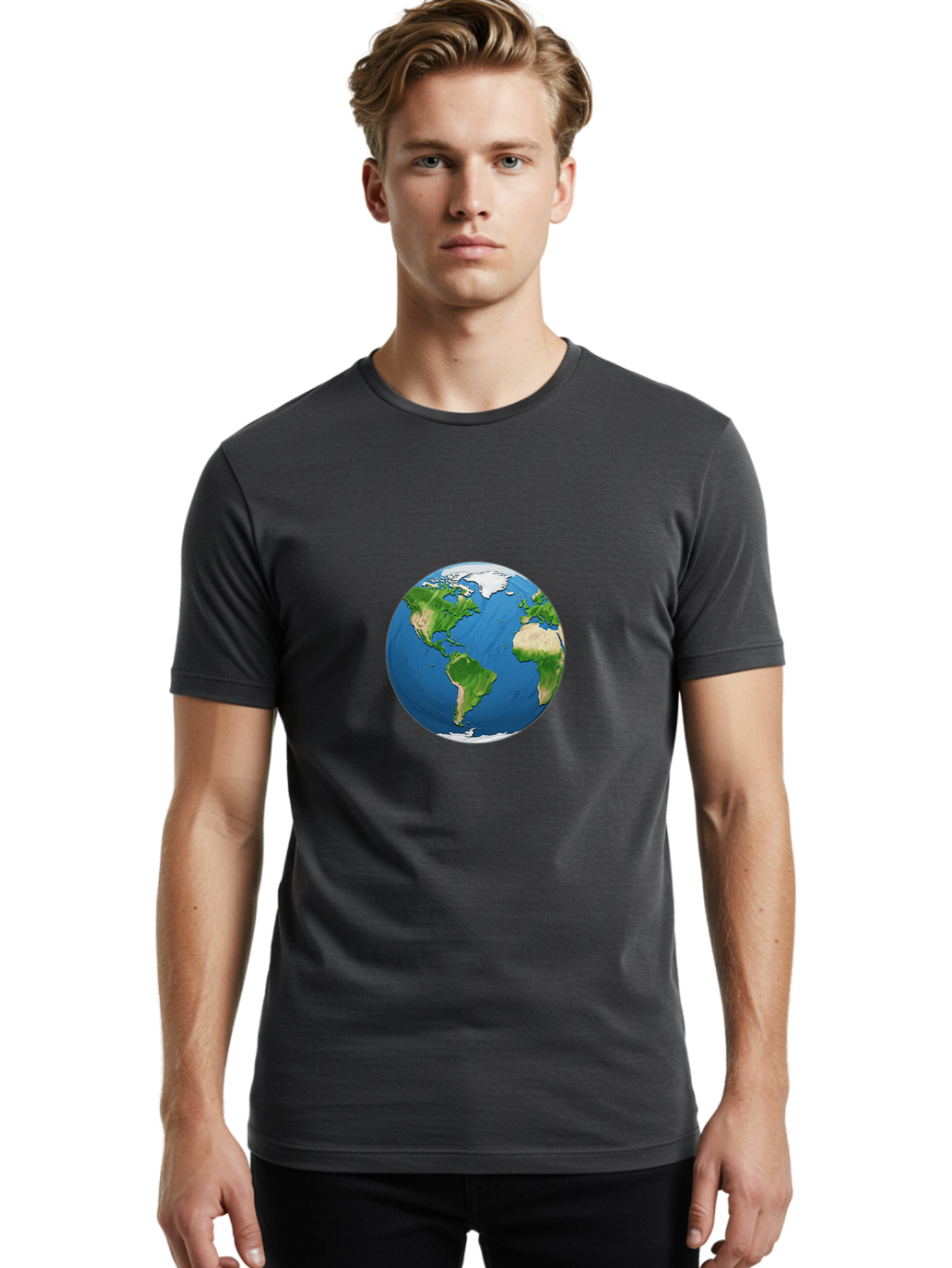 Globe-3 Men'S Graphic Tee, 100% Cotton, Comfortable Casual Summer Wear, Machine Washable, Globe Showing Americas And Africa, Planet Earth, 3D Rendering, Blue Oceans, Green Continents, Natural Resources, Global Unity, Earth From Space Baa743 6