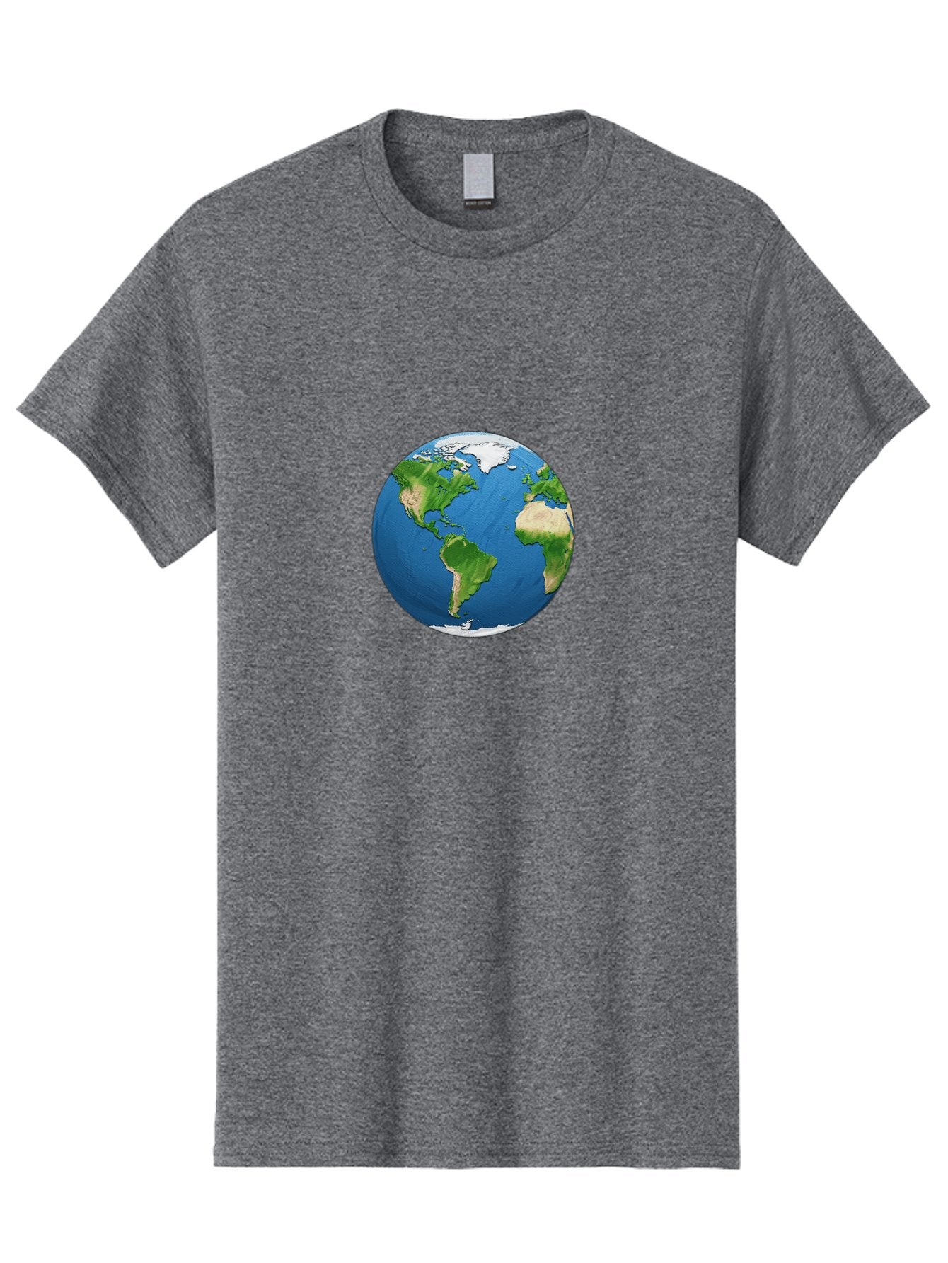 Globe-3 Men'S Graphic Tee, 100% Cotton, Comfortable Casual Summer Wear, Machine Washable, Globe Showing Americas And Africa, Planet Earth, 3D Rendering, Blue Oceans, Green Continents, Natural Resources, Global Unity, Earth From Space Baa743