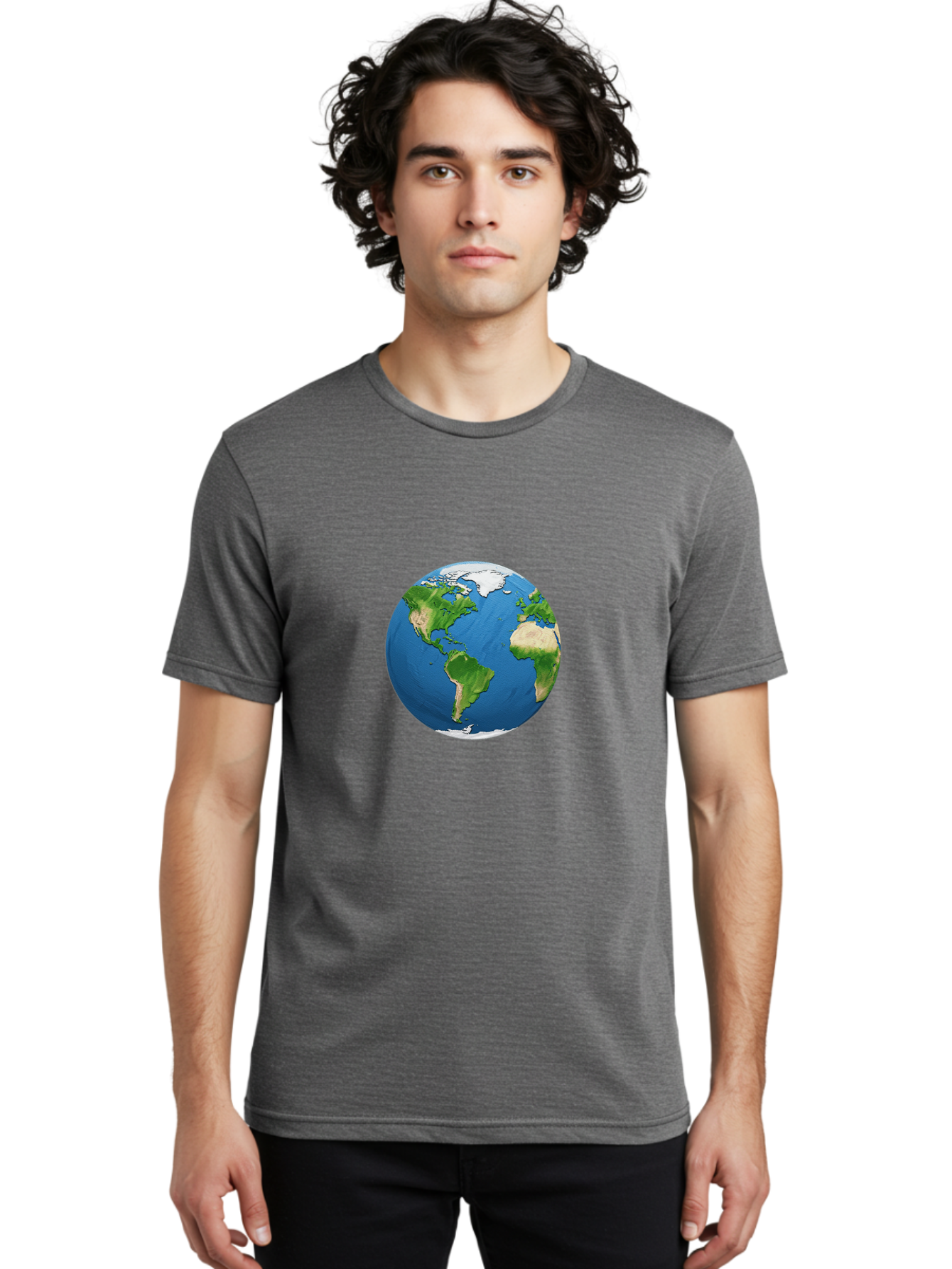 Globe-3 Men'S Graphic Tee, 100% Cotton, Comfortable Casual Summer Wear, Machine Washable, Globe Showing Americas And Africa, Planet Earth, 3D Rendering, Blue Oceans, Green Continents, Natural Resources, Global Unity, Earth From Space Baa743 20