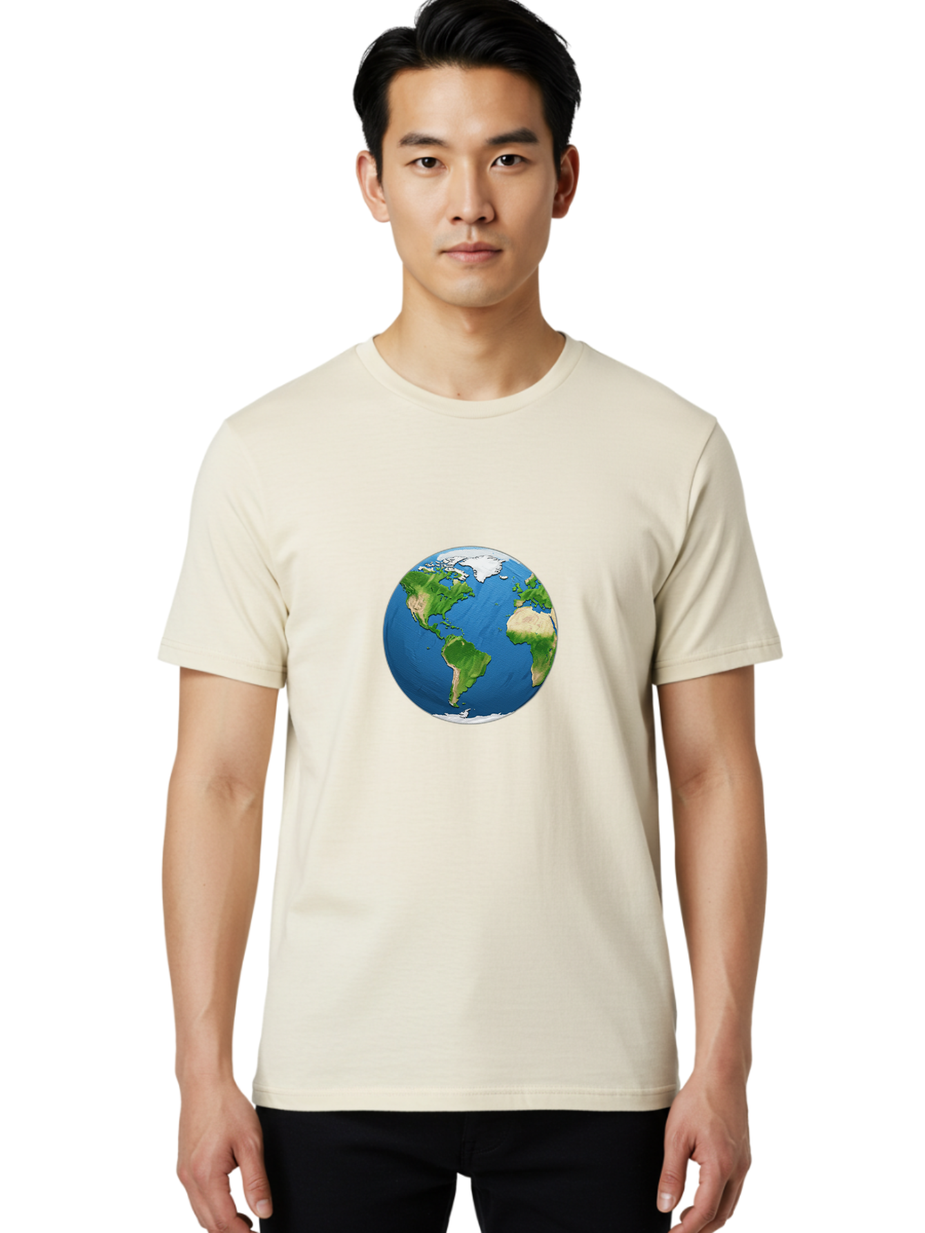 Globe-3 Men'S Graphic Tee, 100% Cotton, Comfortable Casual Summer Wear, Machine Washable, Globe Showing Americas And Africa, Planet Earth, 3D Rendering, Blue Oceans, Green Continents, Natural Resources, Global Unity, Earth From Space Baa743 4
