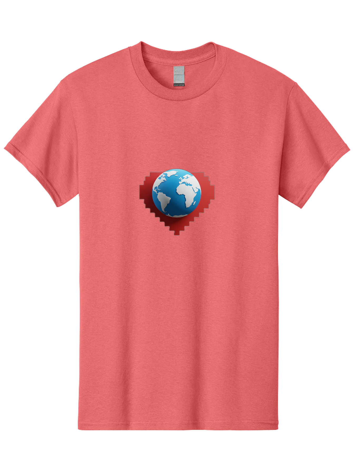 Globe-4 Men'S Graphic Tee, 100% Cotton, Comfortable Casual Summer Wear, Machine Washable, Globe Centered On Red Heart, Global Unity, Love For Earth, World Harmony, Digital Illustration, 3D Globe, Heart Shape, International Cooperation, Baa744 21