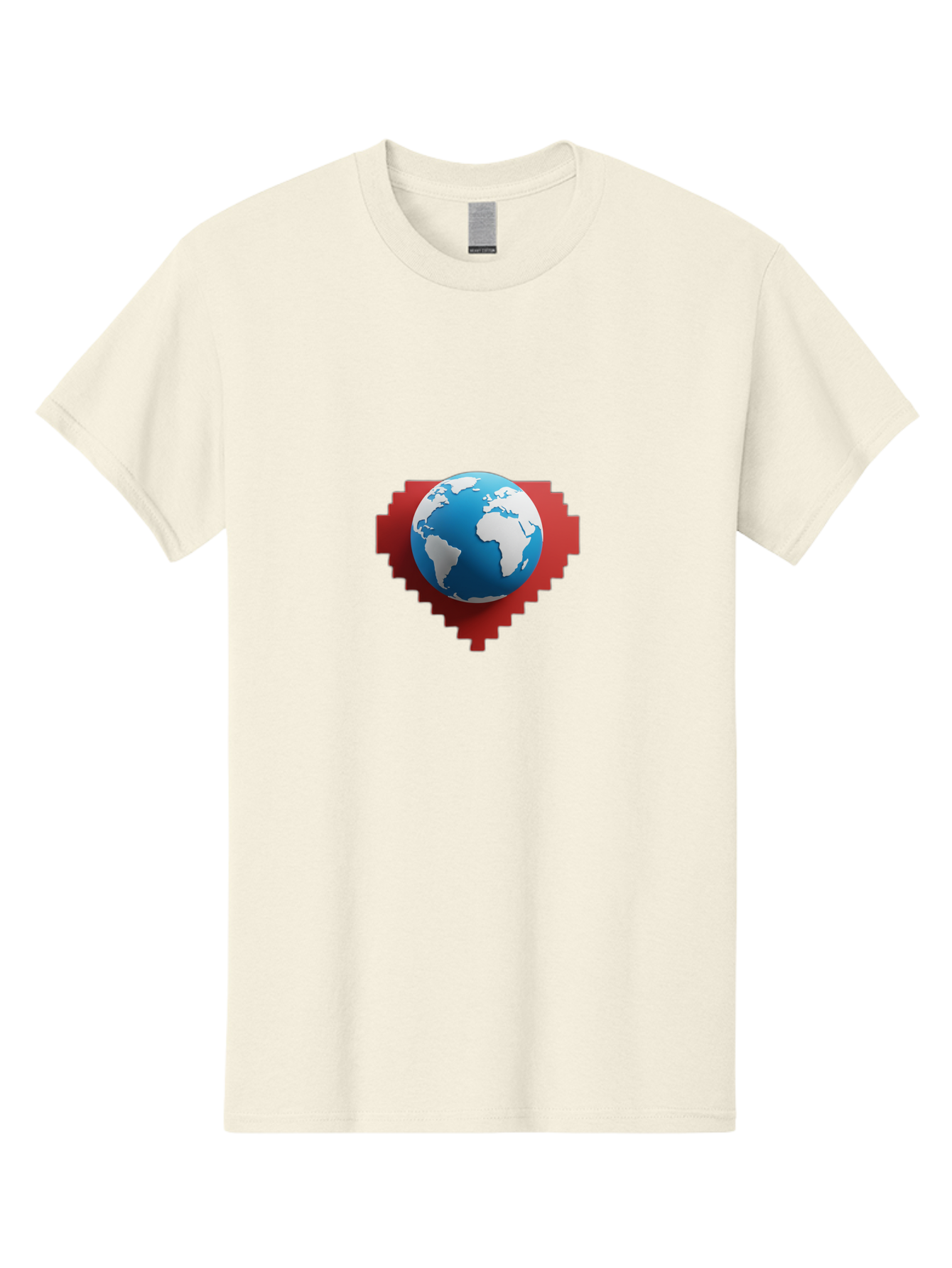 Globe-4 Men'S Graphic Tee, 100% Cotton, Comfortable Casual Summer Wear, Machine Washable, Globe Centered On Red Heart, Global Unity, Love For Earth, World Harmony, Digital Illustration, 3D Globe, Heart Shape, International Cooperation, Baa744 17