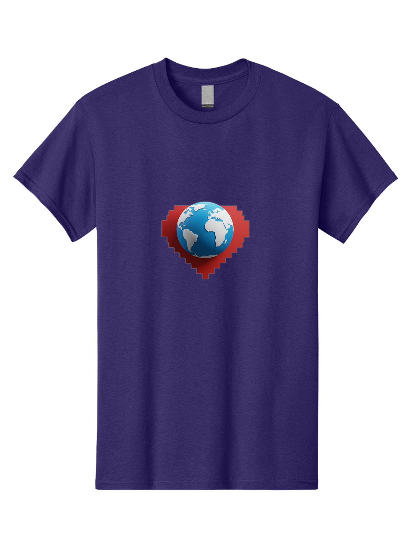 Globe-4 Men'S Graphic Tee, 100% Cotton, Comfortable Casual Summer Wear, Machine Washable, Globe Centered On Red Heart, Global Unity, Love For Earth, World Harmony, Digital Illustration, 3D Globe, Heart Shape, International Cooperation, Baa744